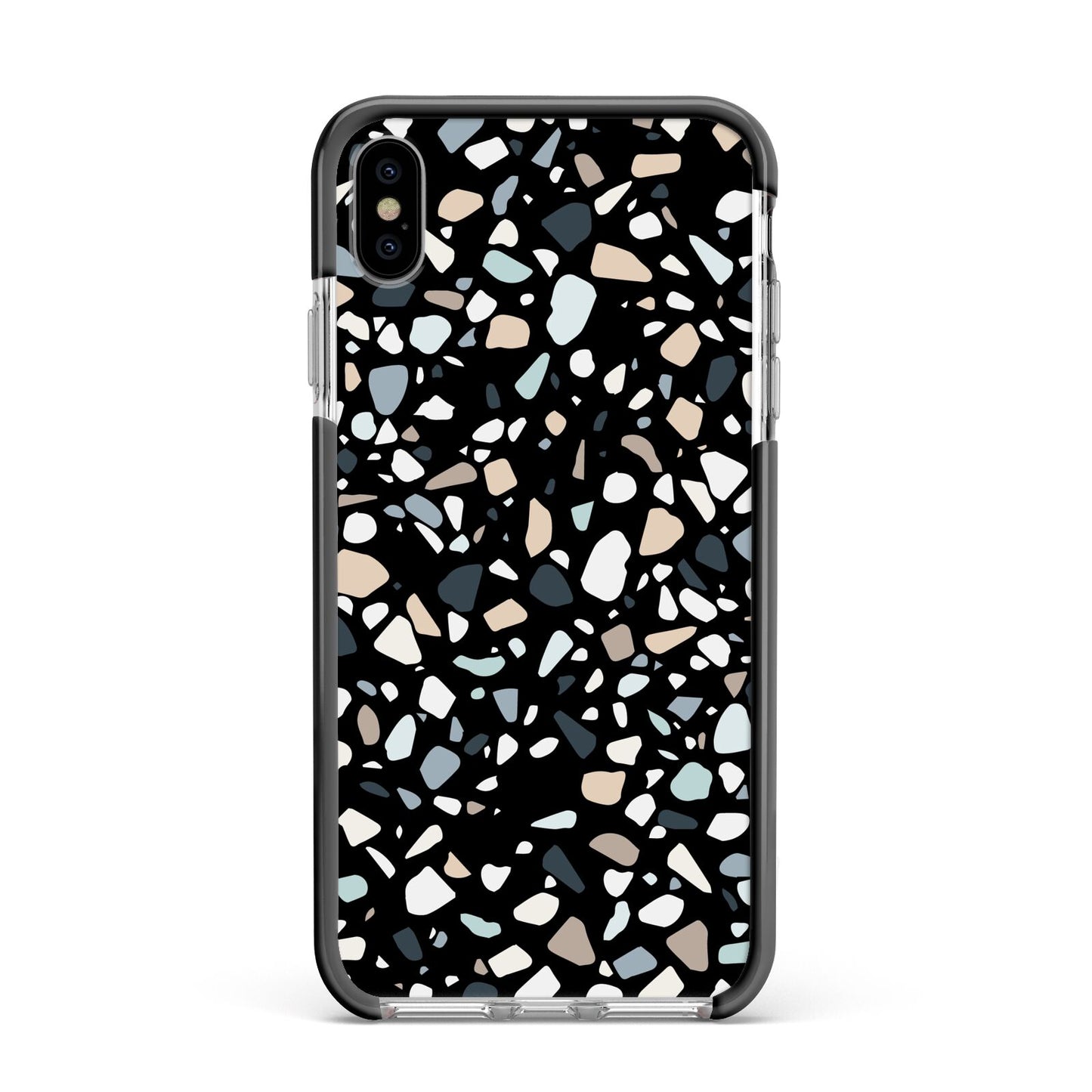 Terrazzo Apple iPhone Xs Max Impact Case Black Edge on Silver Phone