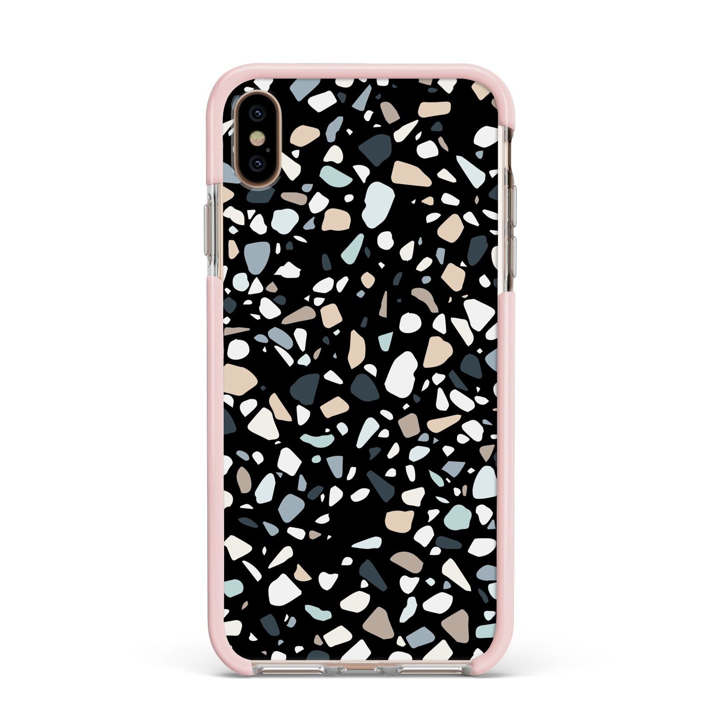 Terrazzo Apple iPhone Xs Max Impact Case Pink Edge on Gold Phone