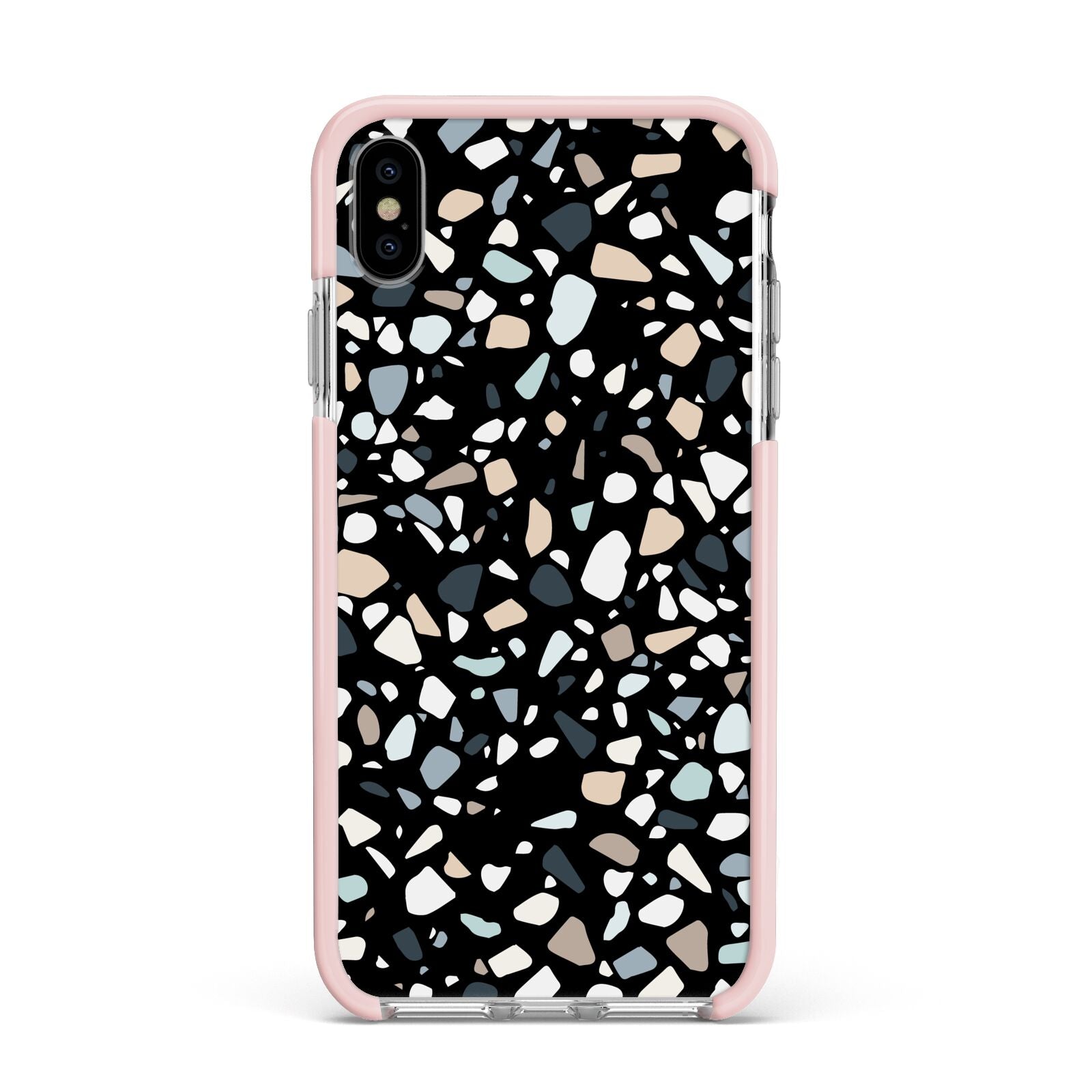 Terrazzo Apple iPhone Xs Max Impact Case Pink Edge on Silver Phone