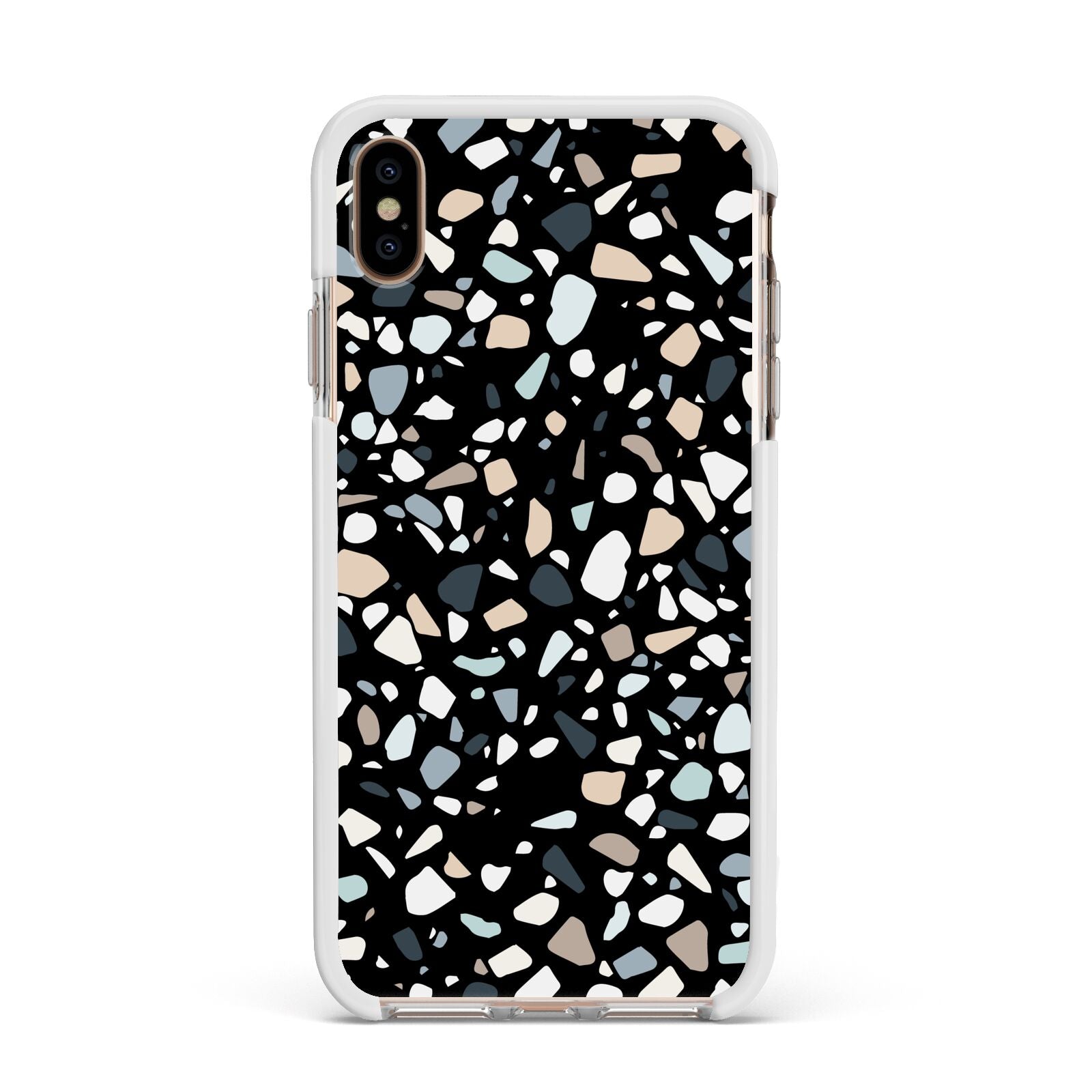 Terrazzo Apple iPhone Xs Max Impact Case White Edge on Gold Phone