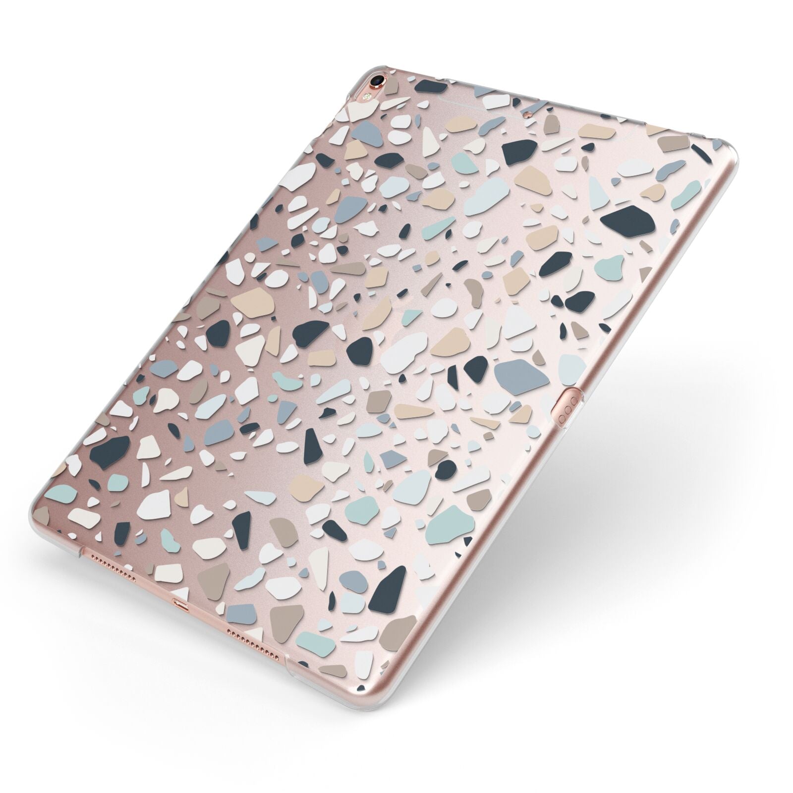 Terrazzo Pattern Apple iPad Case on Rose Gold iPad Side View