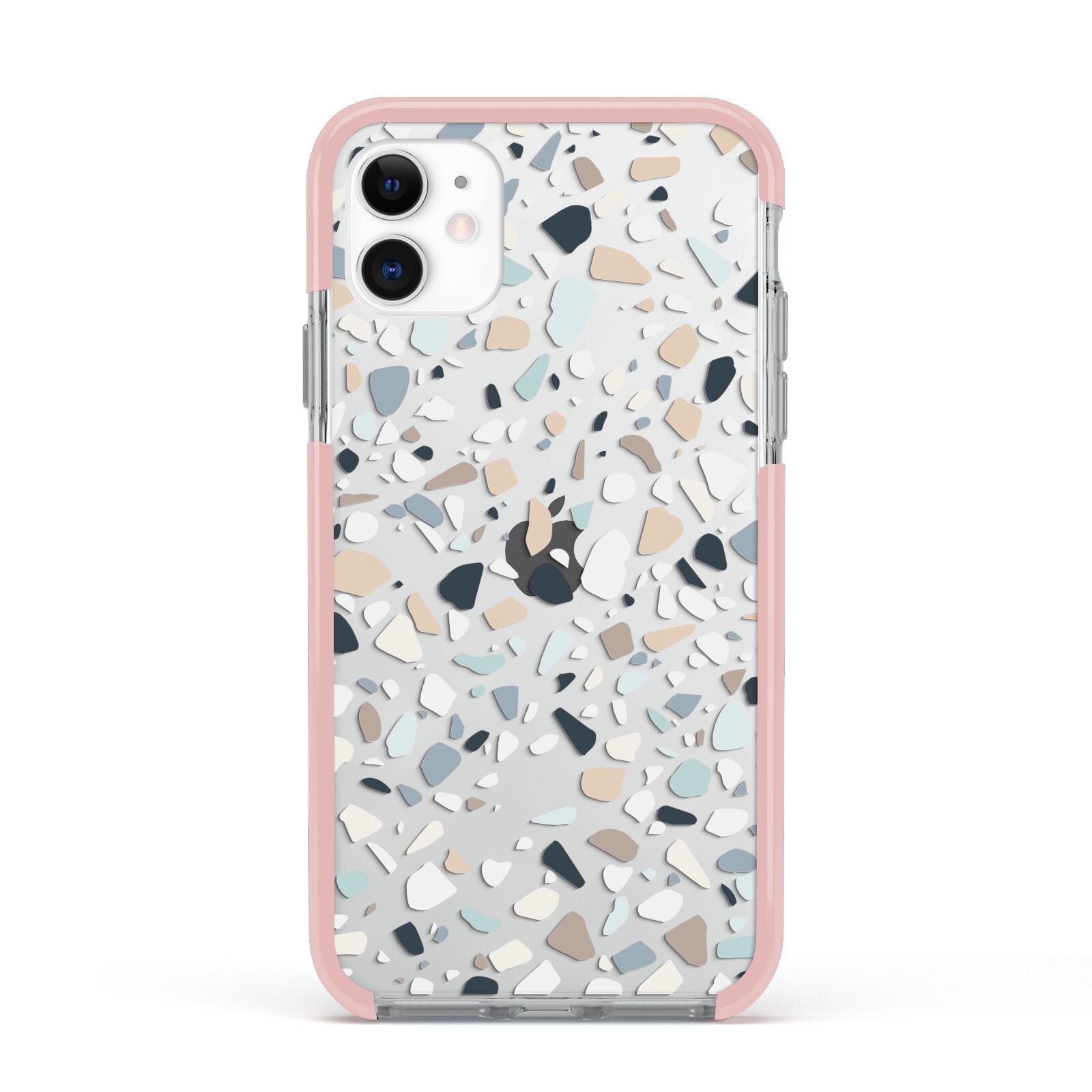 Terrazzo Pattern Apple iPhone 11 in White with Pink Impact Case