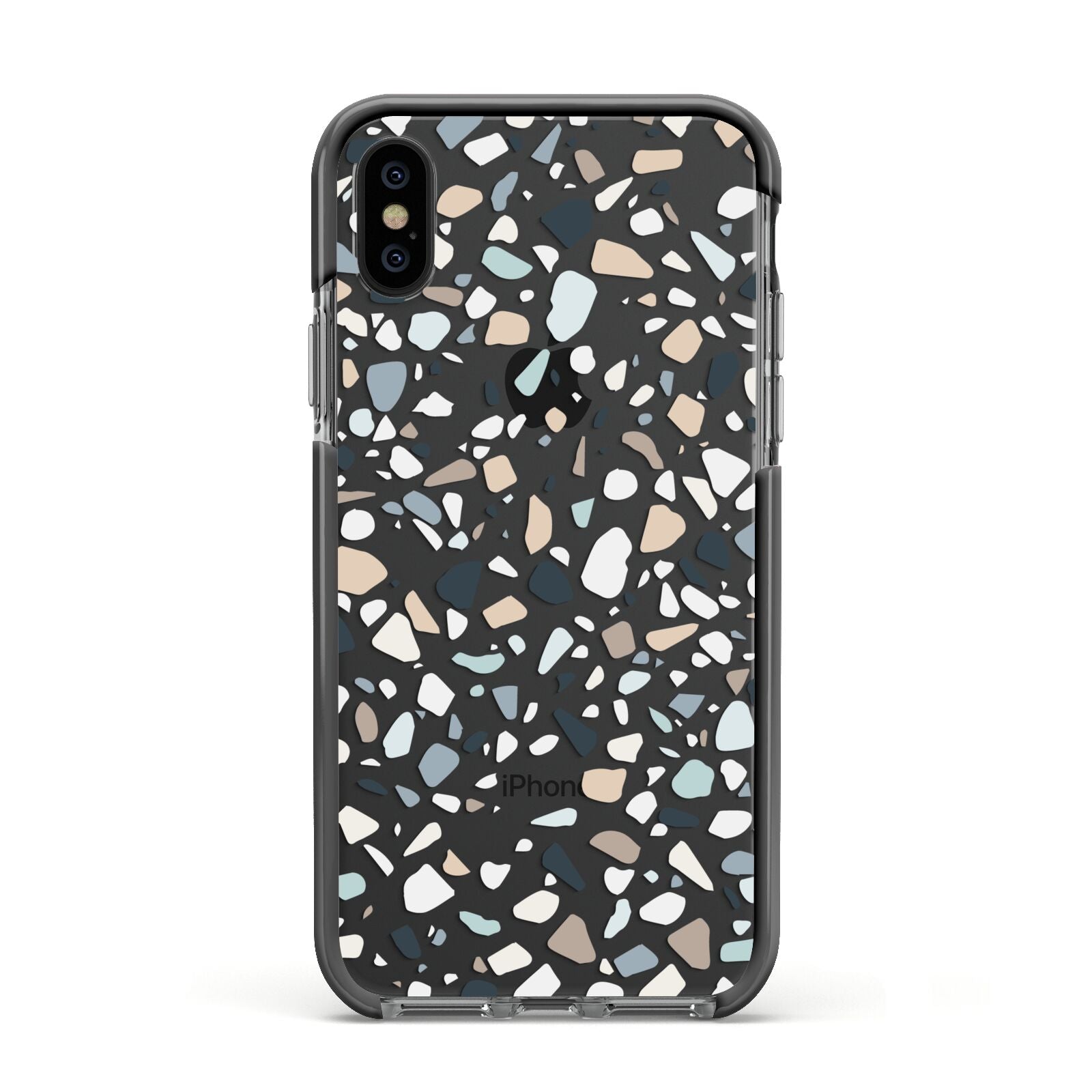 Terrazzo Pattern Apple iPhone Xs Impact Case Black Edge on Black Phone
