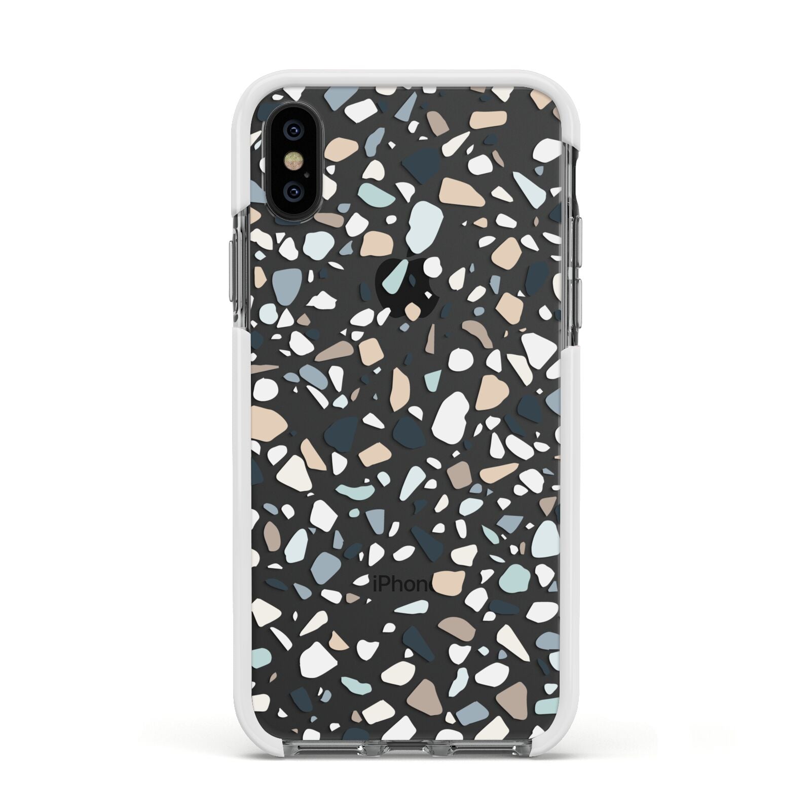 Terrazzo Pattern Apple iPhone Xs Impact Case White Edge on Black Phone