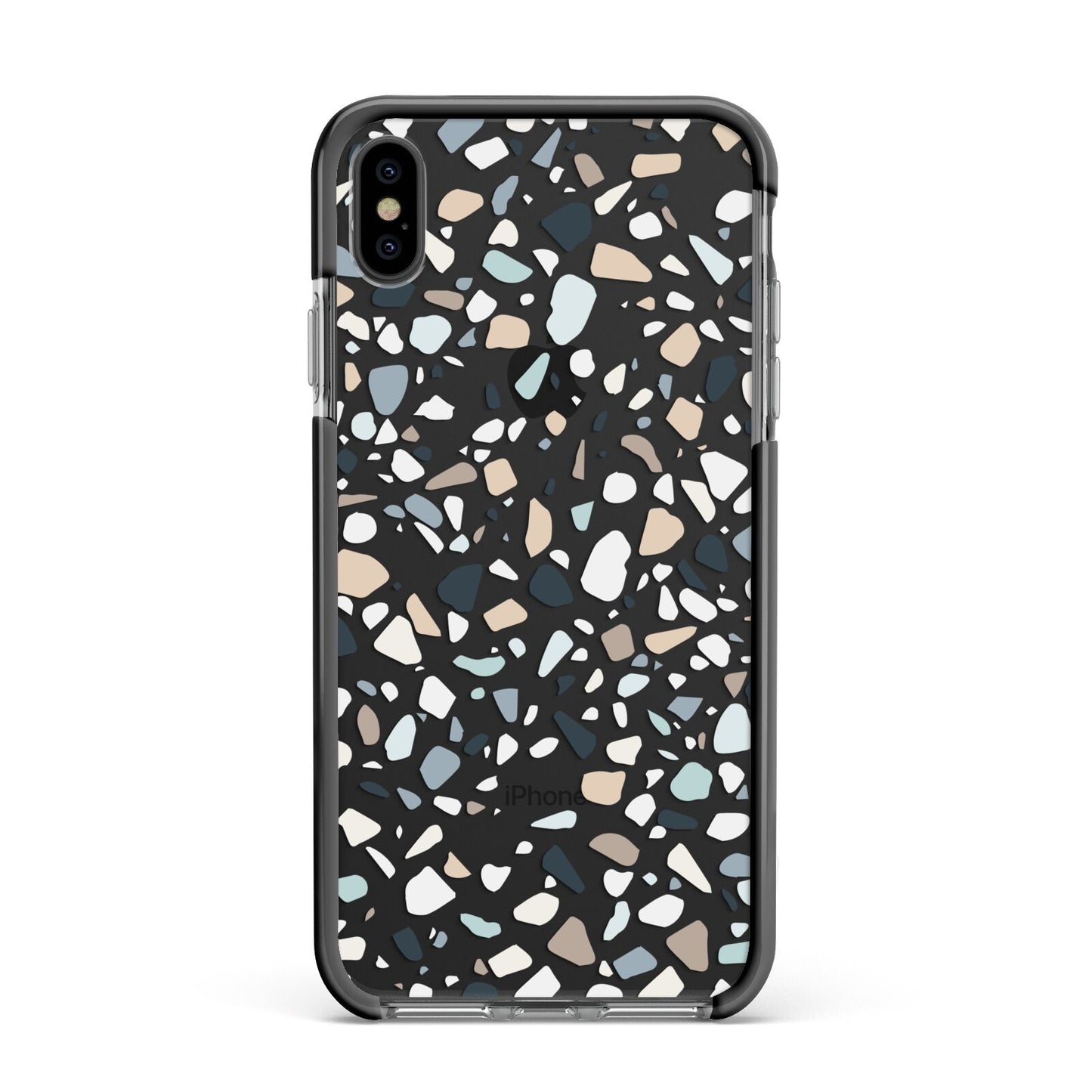 Terrazzo Pattern Apple iPhone Xs Max Impact Case Black Edge on Black Phone