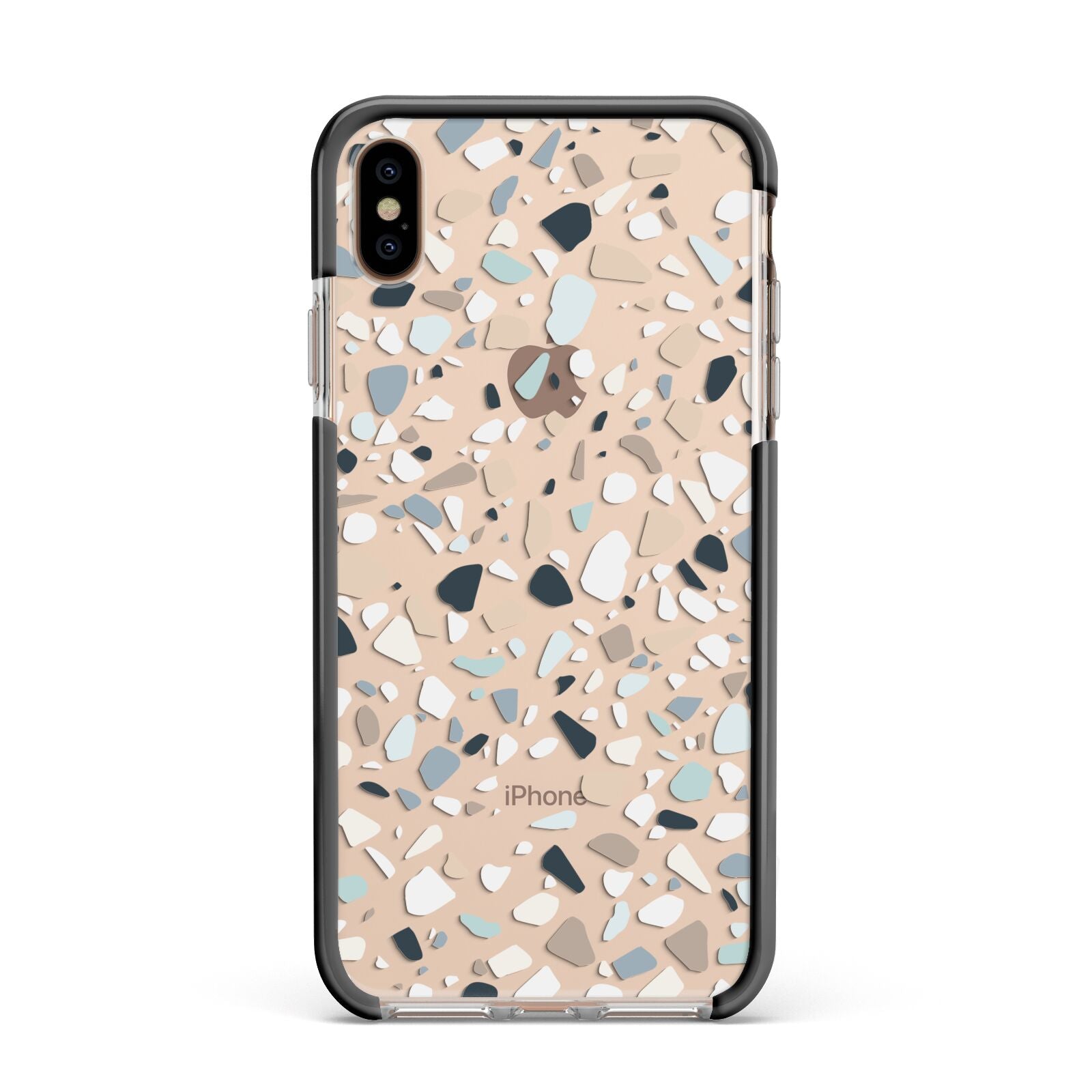 Terrazzo Pattern Apple iPhone Xs Max Impact Case Black Edge on Gold Phone