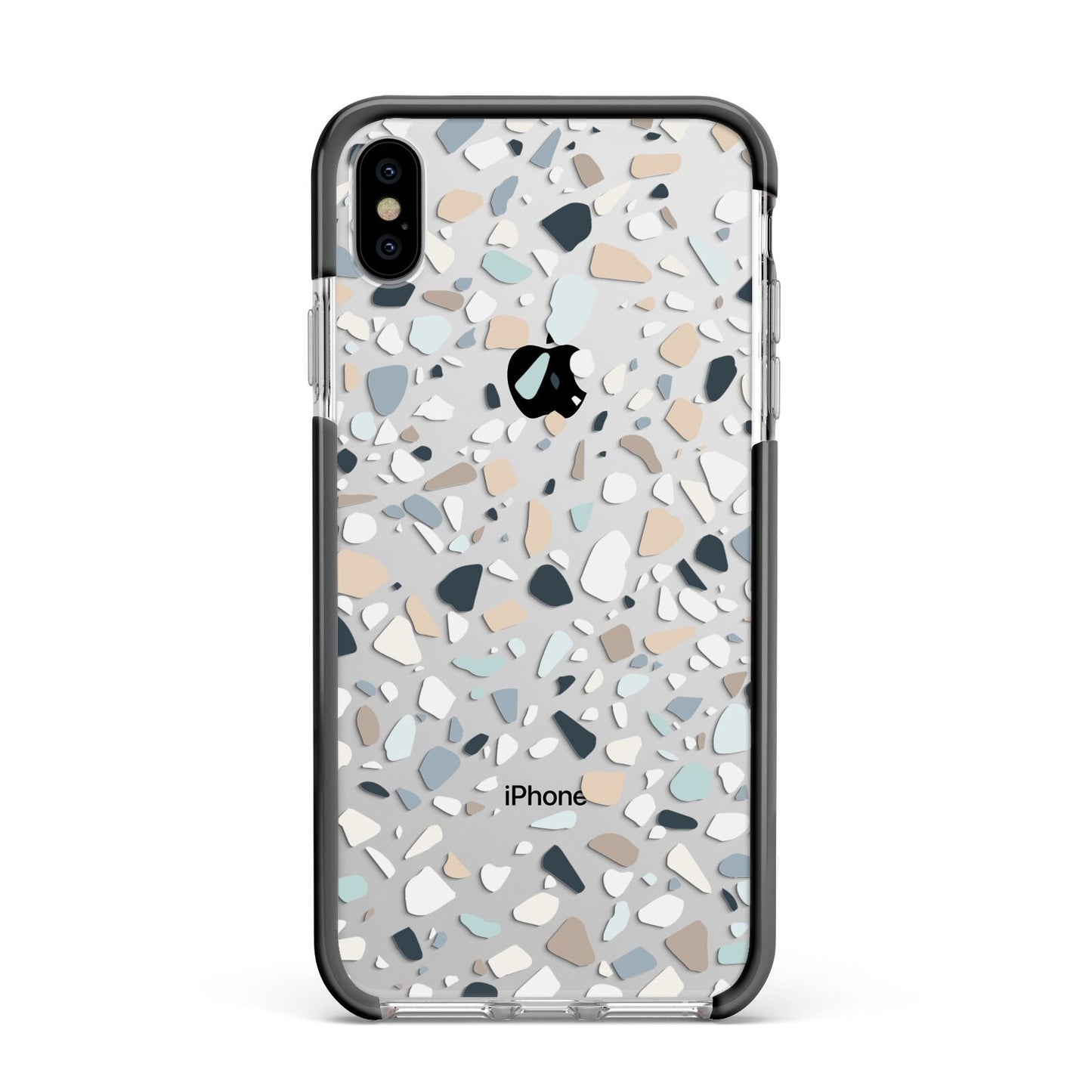 Terrazzo Pattern Apple iPhone Xs Max Impact Case Black Edge on Silver Phone