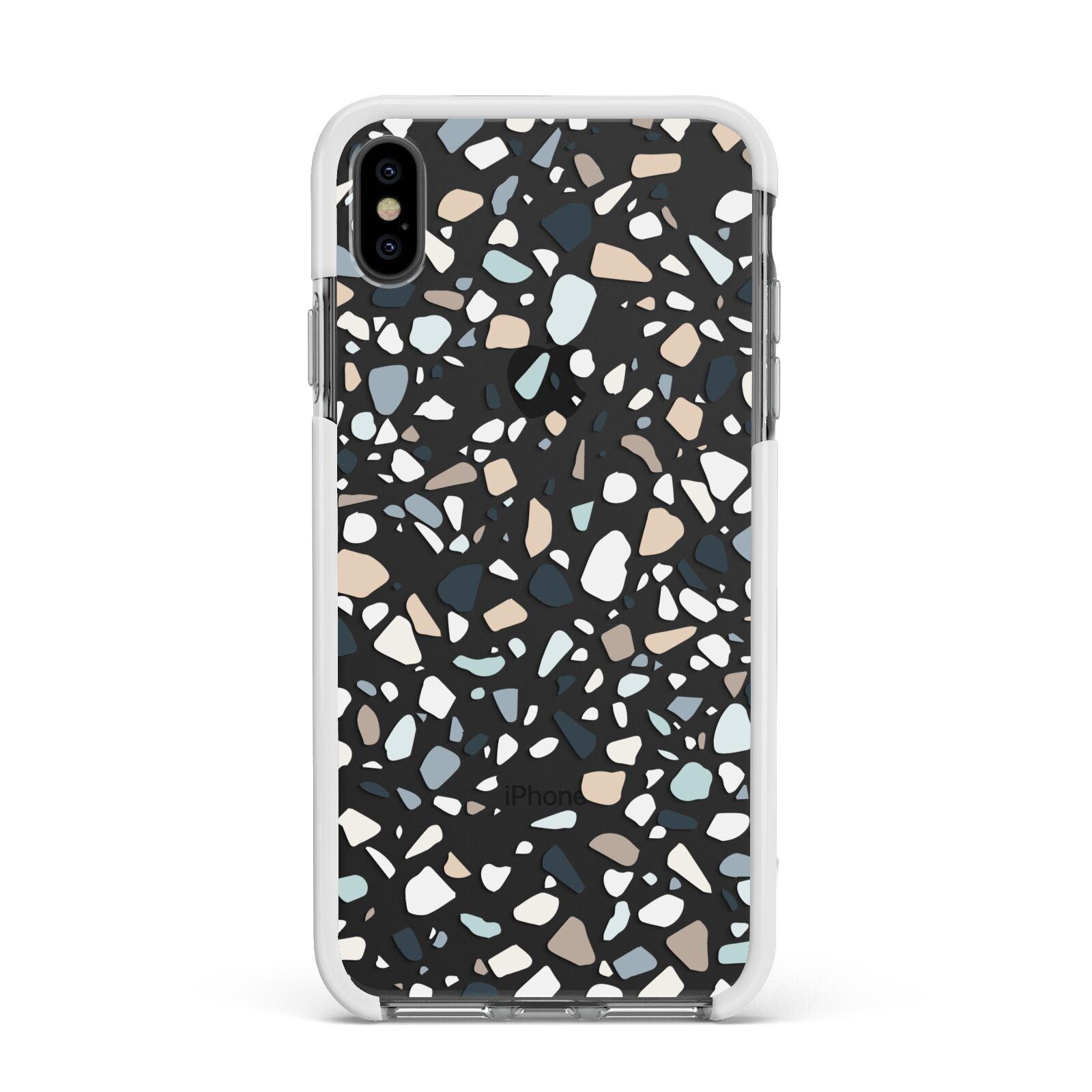 Terrazzo Pattern Apple iPhone Xs Max Impact Case White Edge on Black Phone