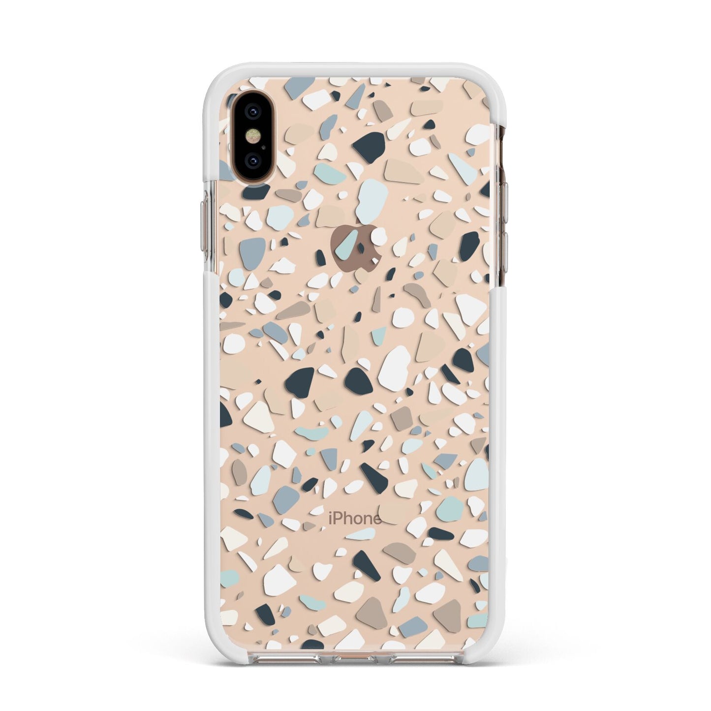 Terrazzo Pattern Apple iPhone Xs Max Impact Case White Edge on Gold Phone