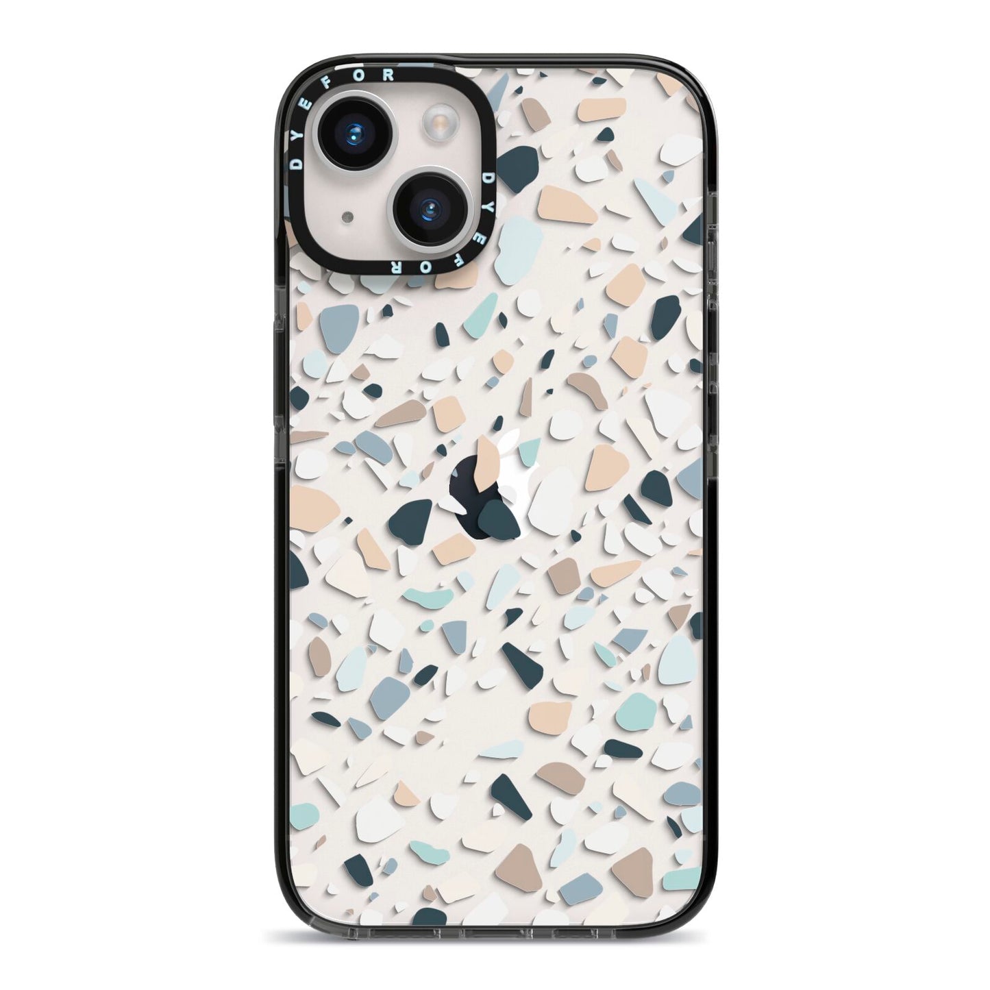 Terrazzo Pattern iPhone 14 Black Impact Case on Silver phone