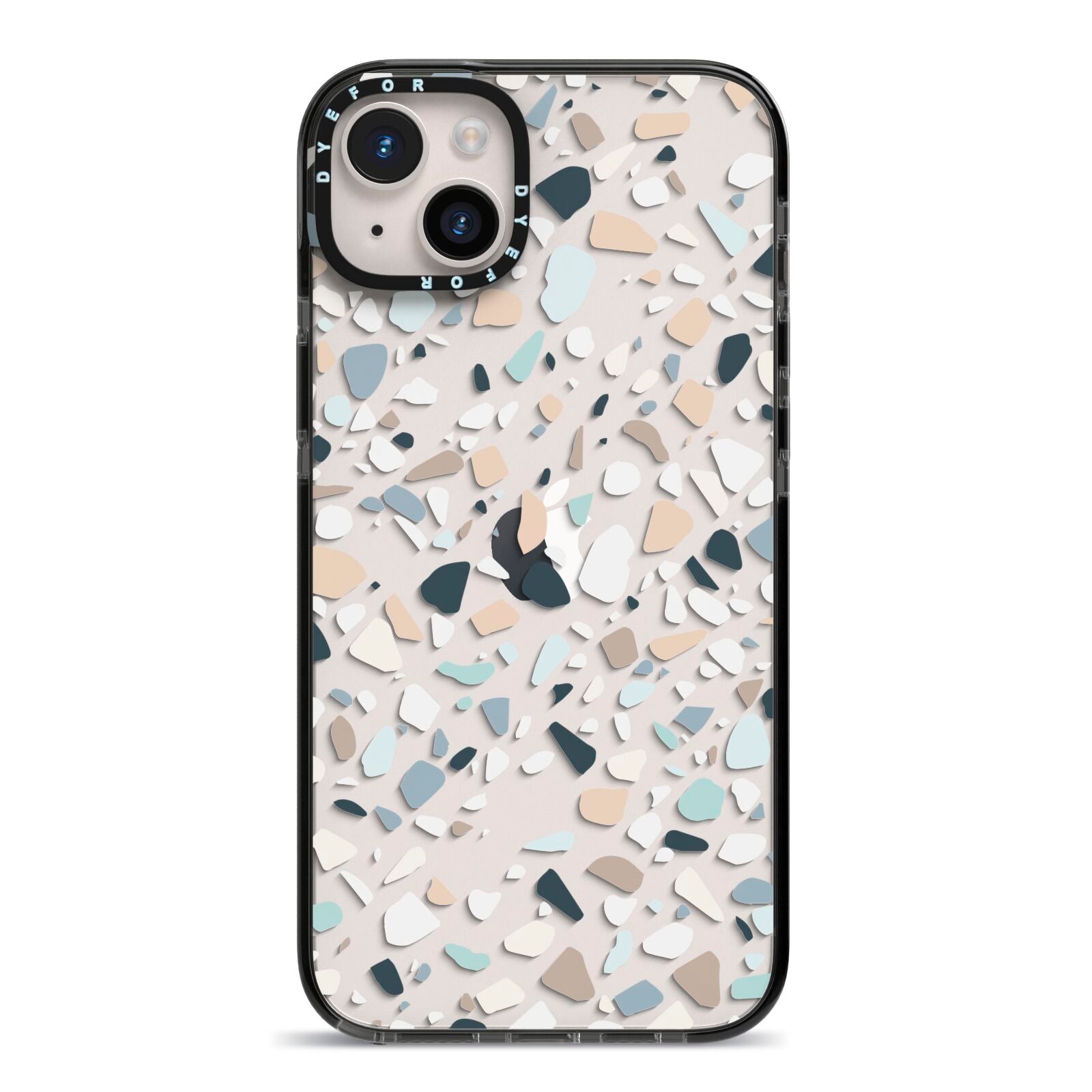 Terrazzo Pattern iPhone 14 Plus Black Impact Case on Silver phone