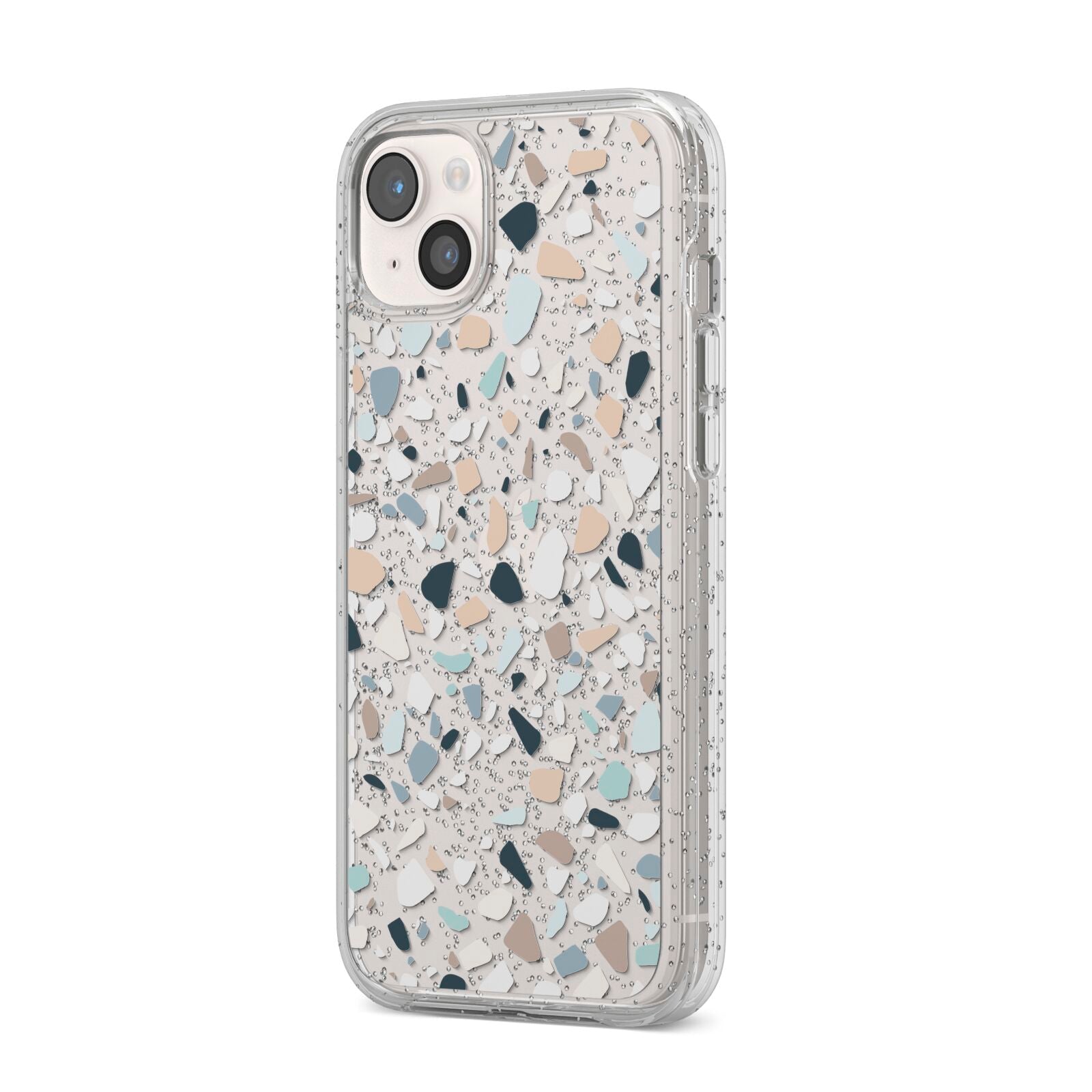 Terrazzo Pattern iPhone 14 Plus Glitter Tough Case Starlight Angled Image