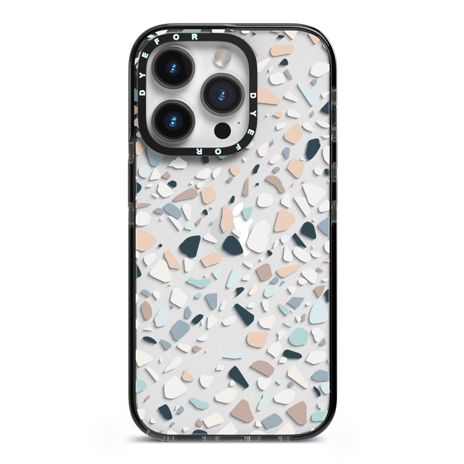 Terrazzo Pattern iPhone 14 Pro Black Impact Case on Silver phone