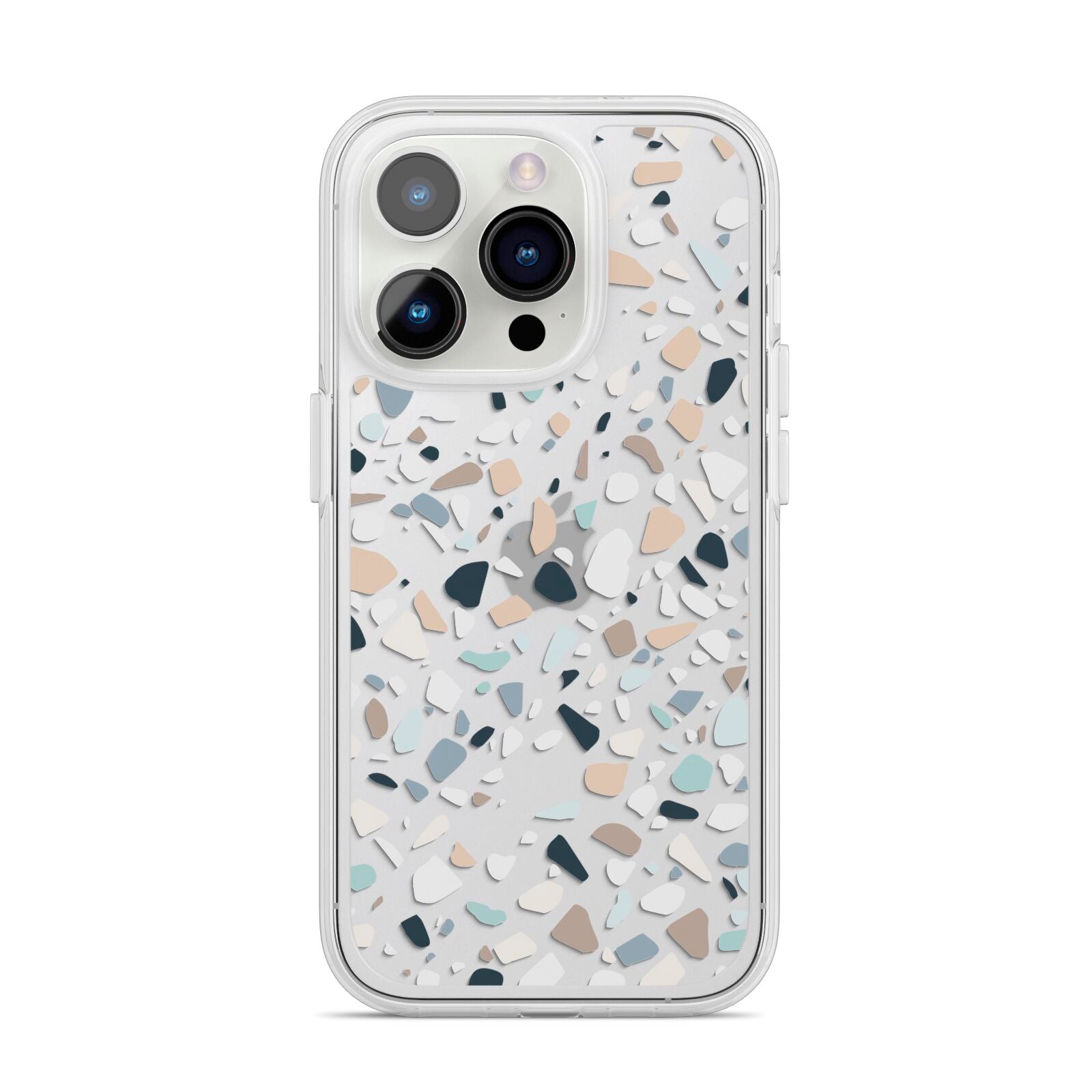 Terrazzo Pattern iPhone 14 Pro Clear Tough Case Silver