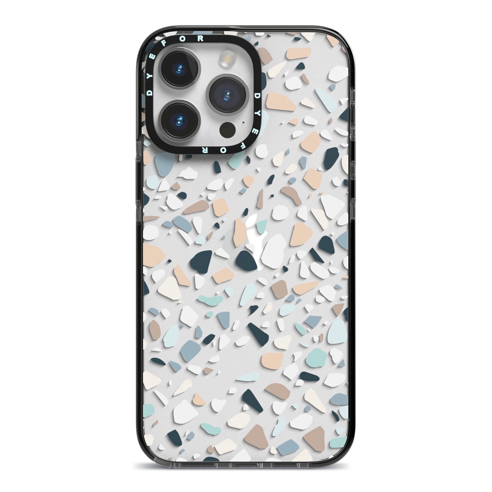 Terrazzo Pattern iPhone 14 Pro Max Black Impact Case on Silver phone