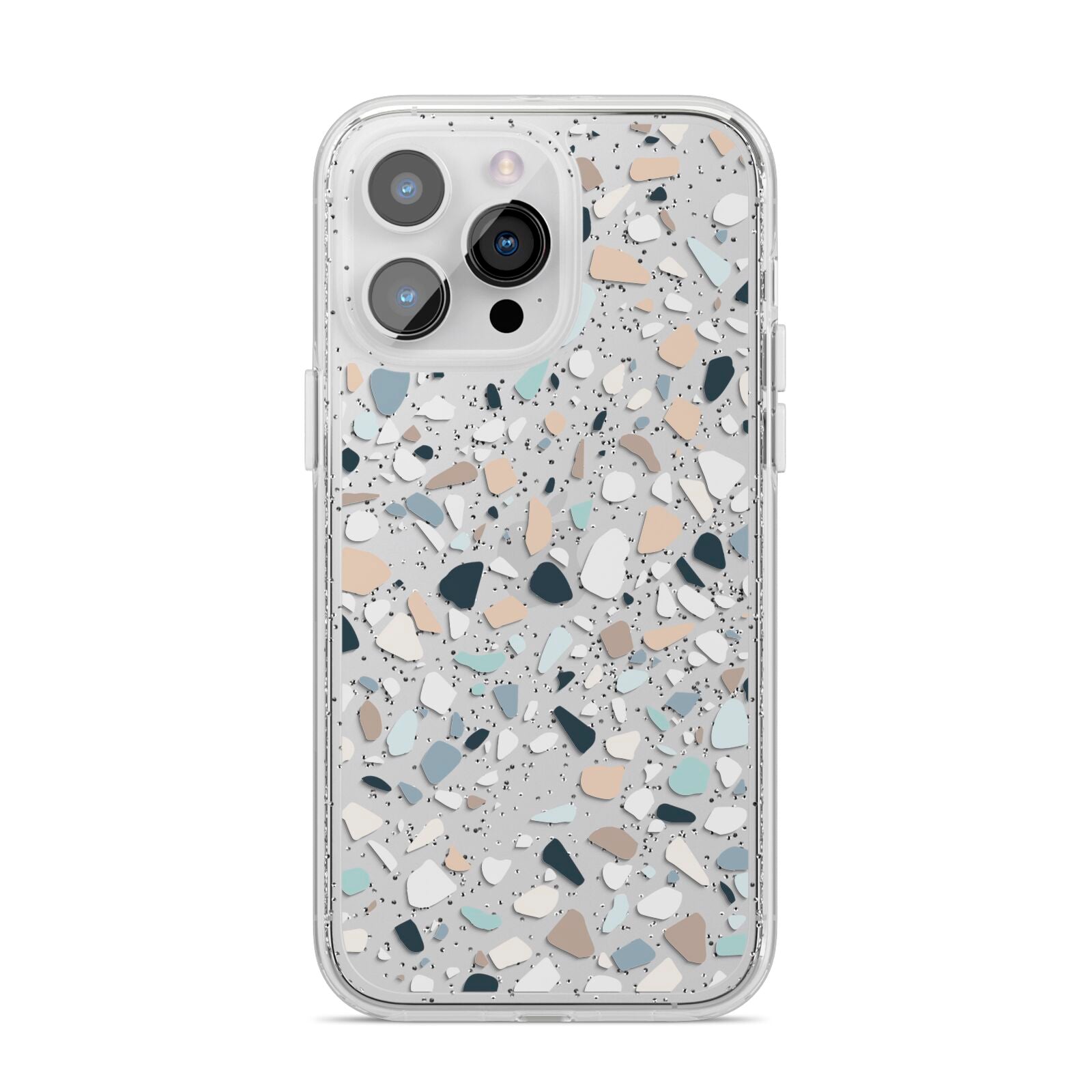 Terrazzo Pattern iPhone 14 Pro Max Glitter Tough Case Silver