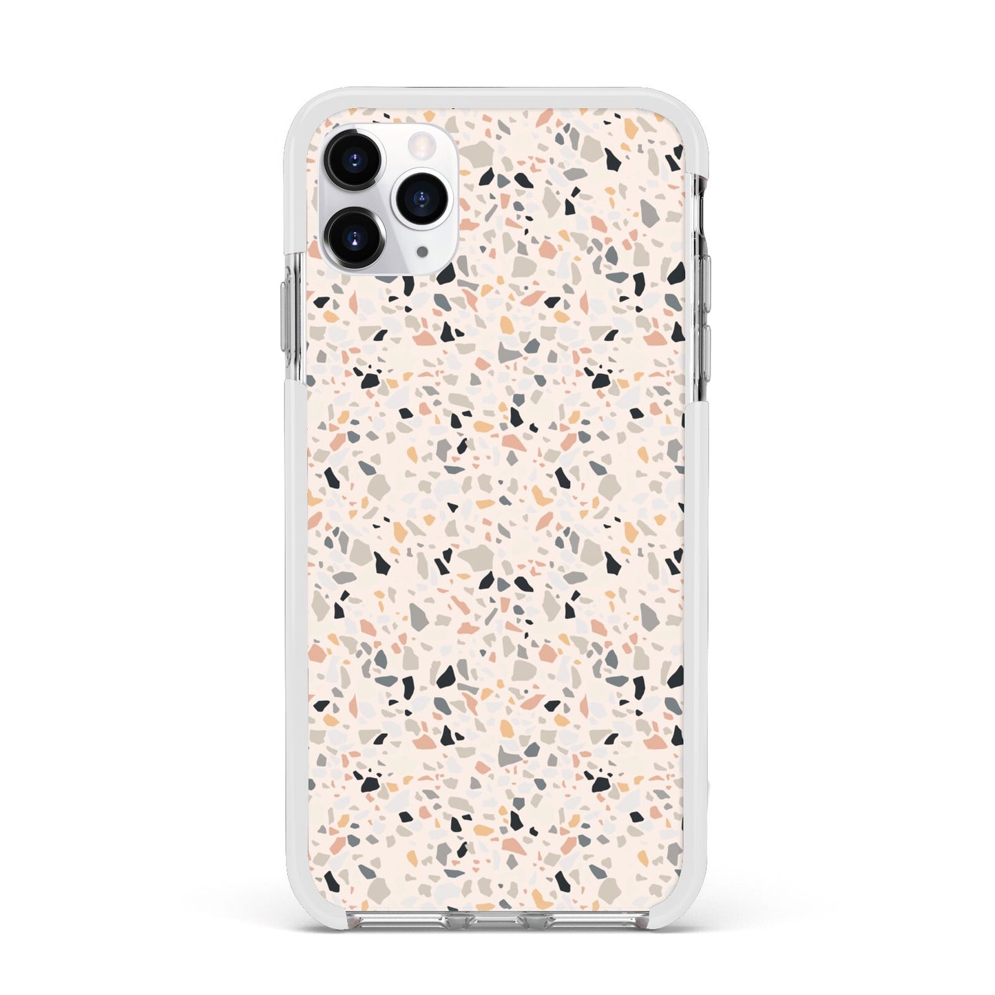 Terrazzo Stone Apple iPhone 11 Pro Max in Silver with White Impact Case