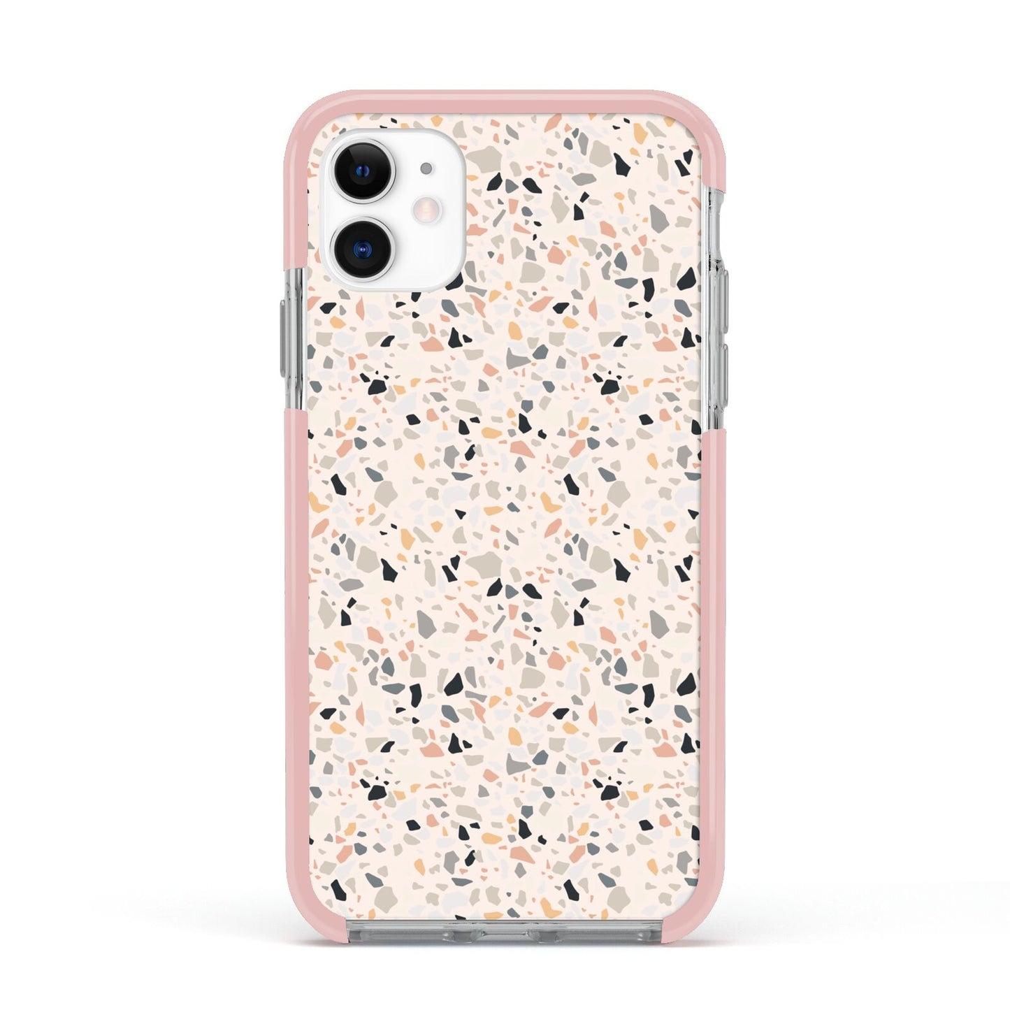 Terrazzo Stone Apple iPhone 11 in White with Pink Impact Case