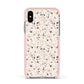 Terrazzo Stone Apple iPhone Xs Impact Case Pink Edge on Silver Phone