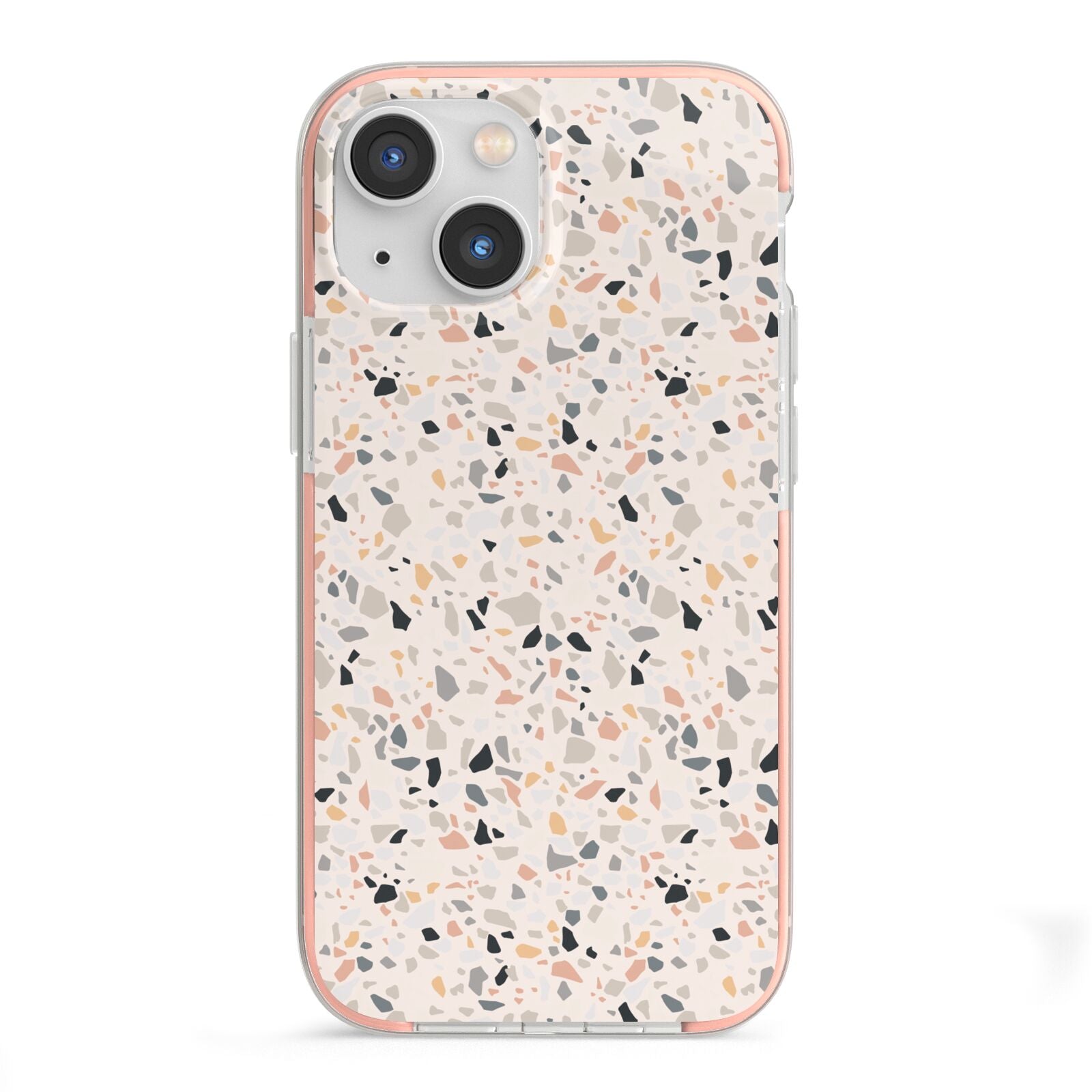 Terrazzo Stone iPhone 13 Mini TPU Impact Case with Pink Edges