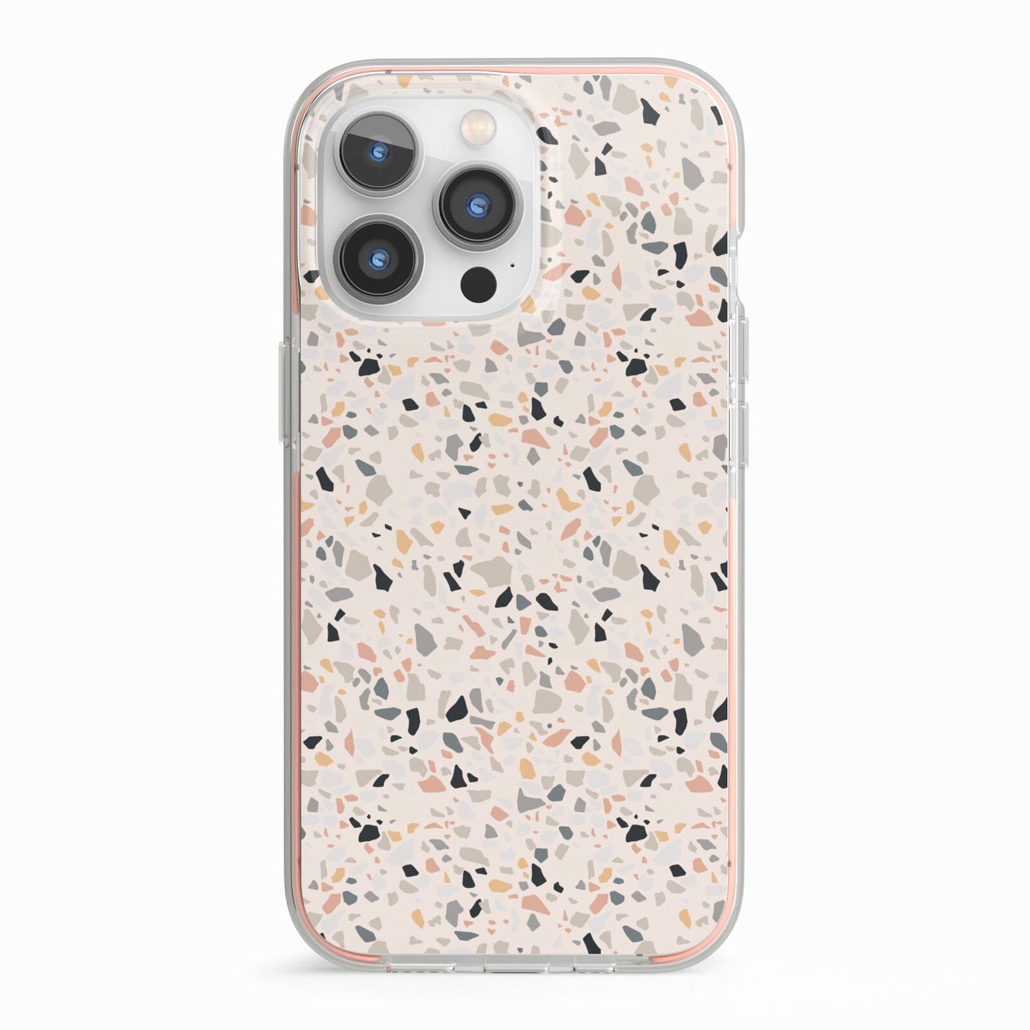 Terrazzo Stone iPhone 13 Pro TPU Impact Case with Pink Edges