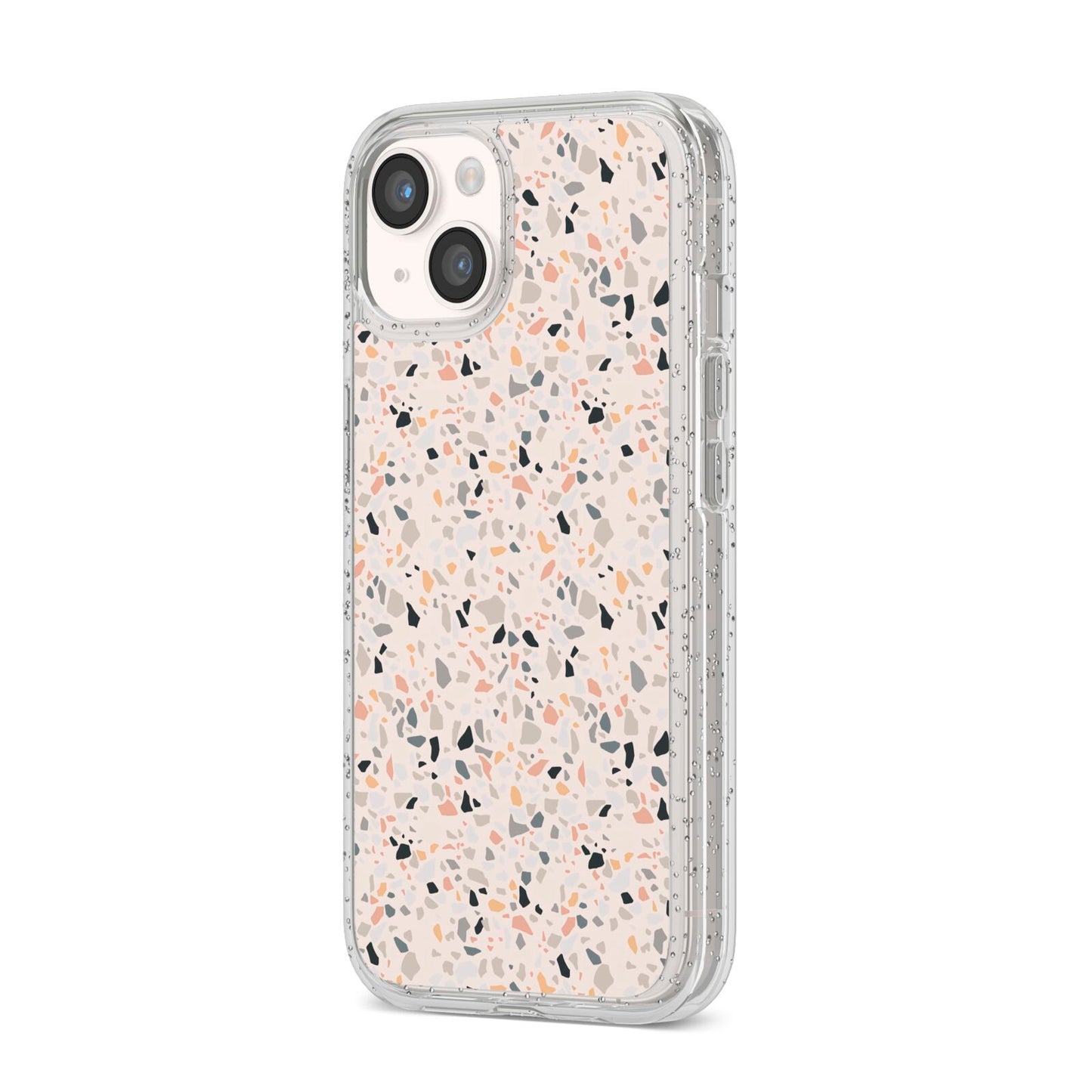 Terrazzo Stone iPhone 14 Glitter Tough Case Starlight Angled Image
