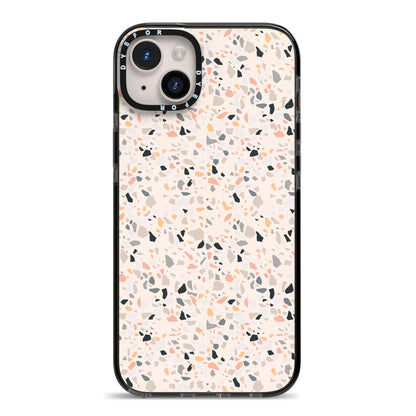 Terrazzo Stone iPhone 14 Plus Black Impact Case on Silver phone