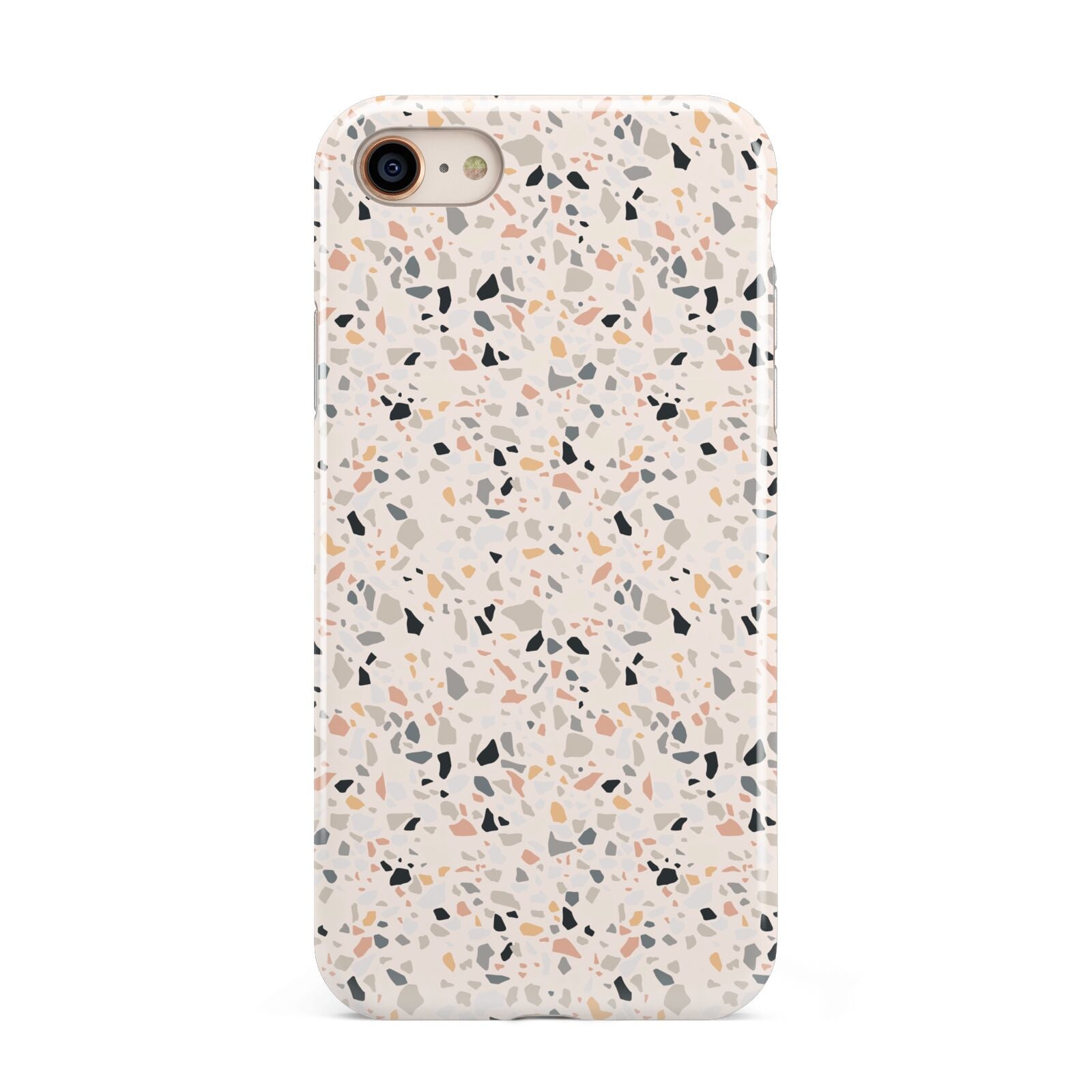 Terrazzo Stone iPhone 8 3D Tough Case on Gold Phone