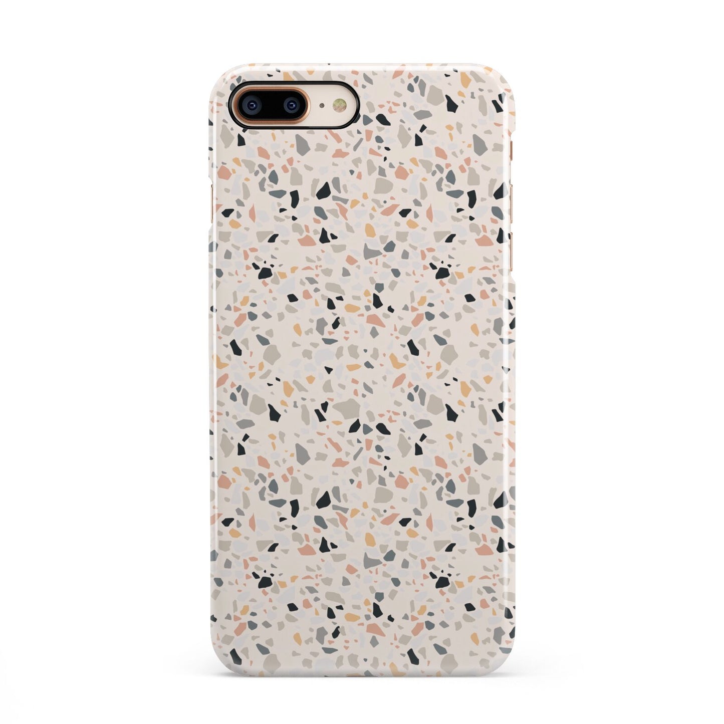 Terrazzo Stone iPhone 8 Plus 3D Snap Case on Gold Phone