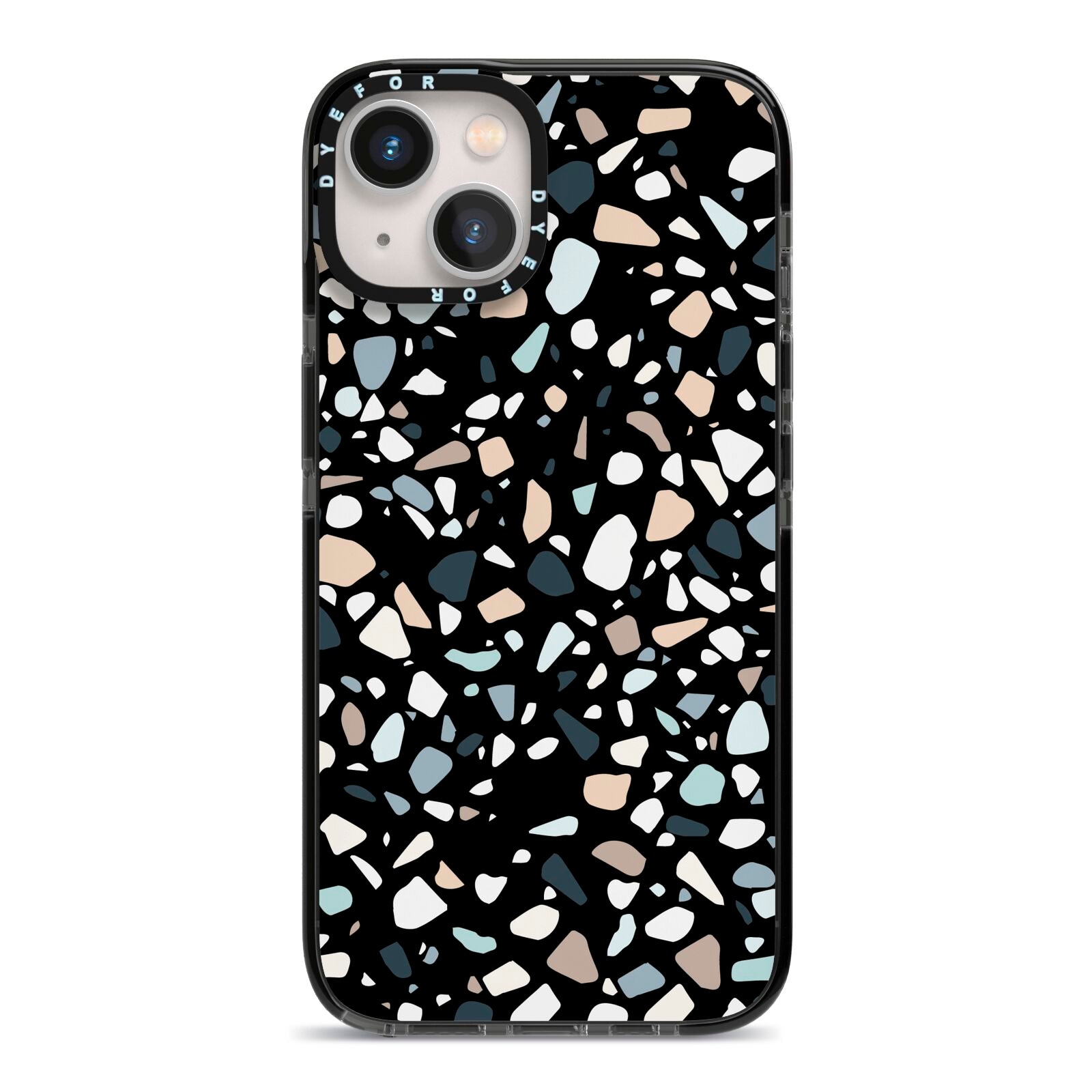 Terrazzo iPhone 13 Black Impact Case on Silver phone