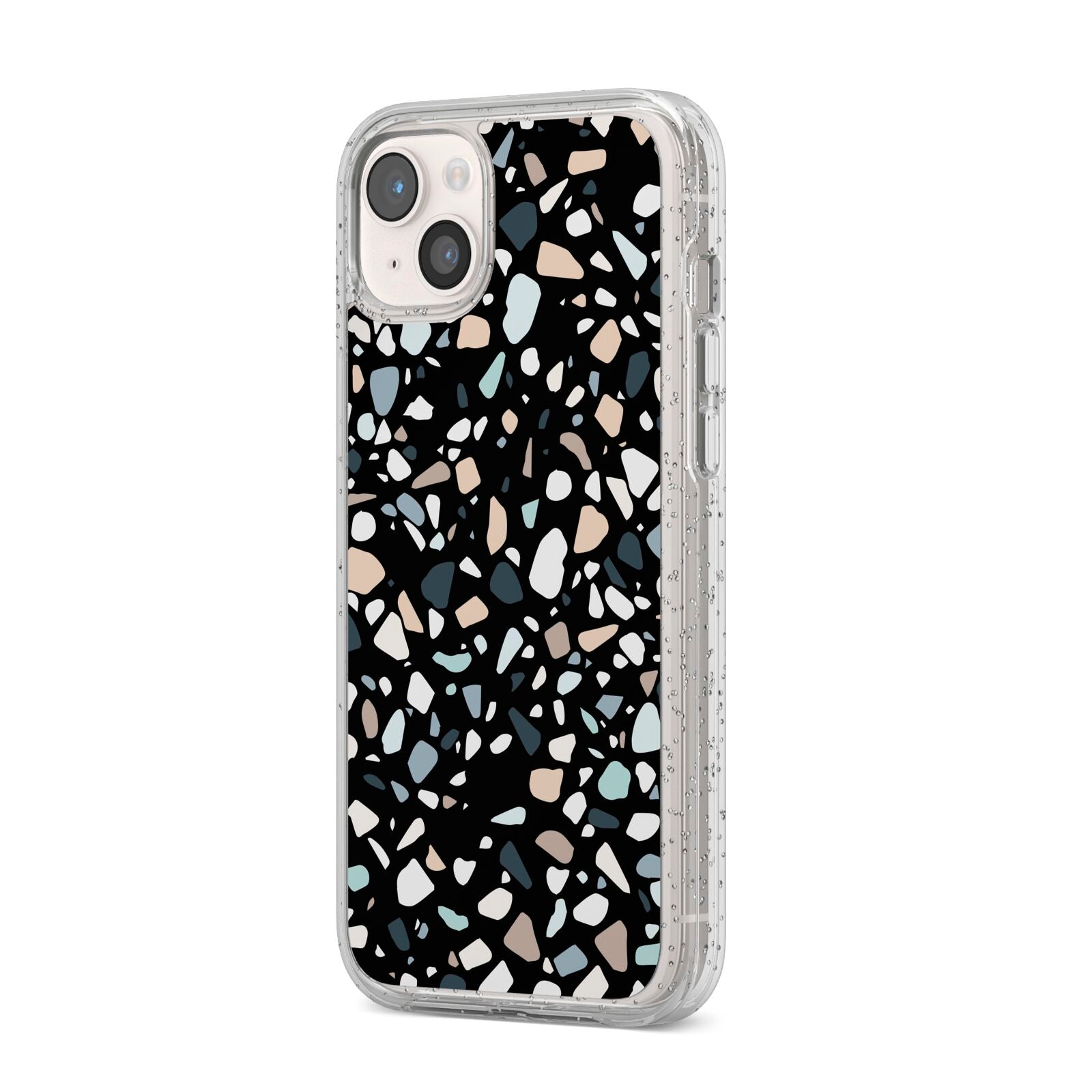 Terrazzo iPhone 14 Plus Glitter Tough Case Starlight Angled Image