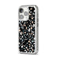 Terrazzo iPhone 14 Pro Clear Tough Case Silver Angled Image