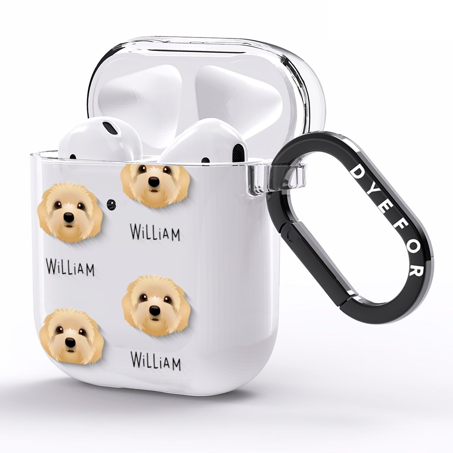 Terri Poo Icon with Name AirPods Clear Case Side Image