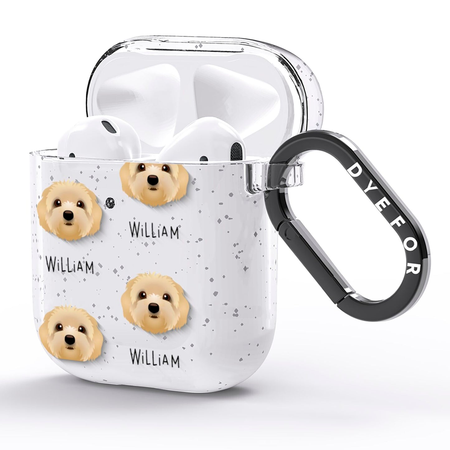 Terri Poo Icon with Name AirPods Glitter Case Side Image