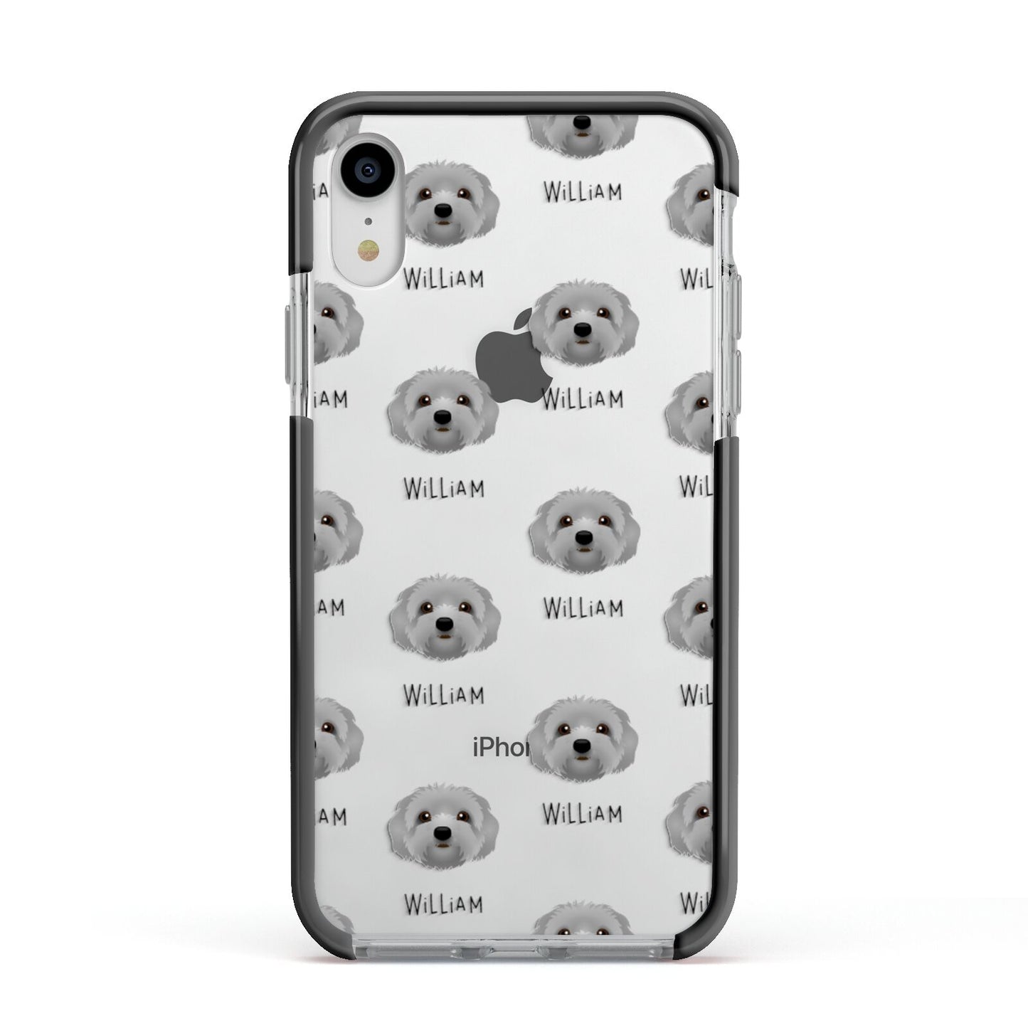 Terri Poo Icon with Name Apple iPhone XR Impact Case Black Edge on Silver Phone