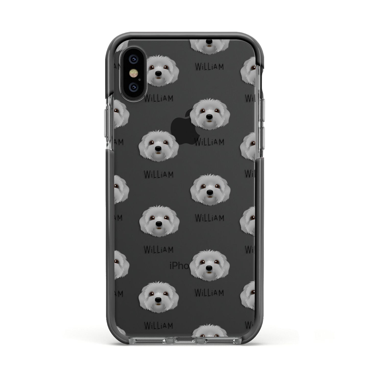 Terri Poo Icon with Name Apple iPhone Xs Impact Case Black Edge on Black Phone