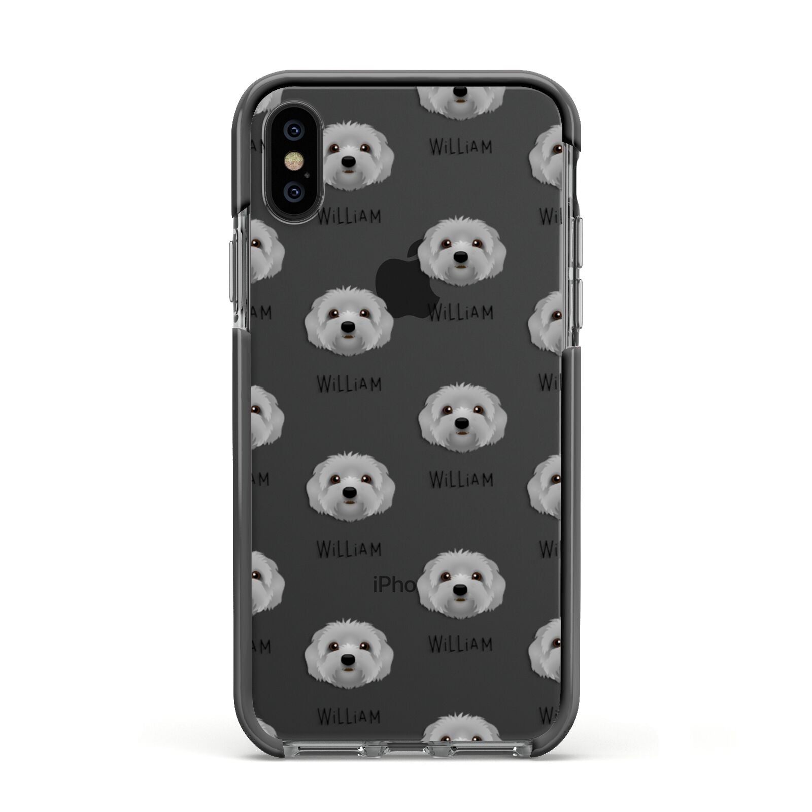 Terri Poo Icon with Name Apple iPhone Xs Impact Case Black Edge on Black Phone