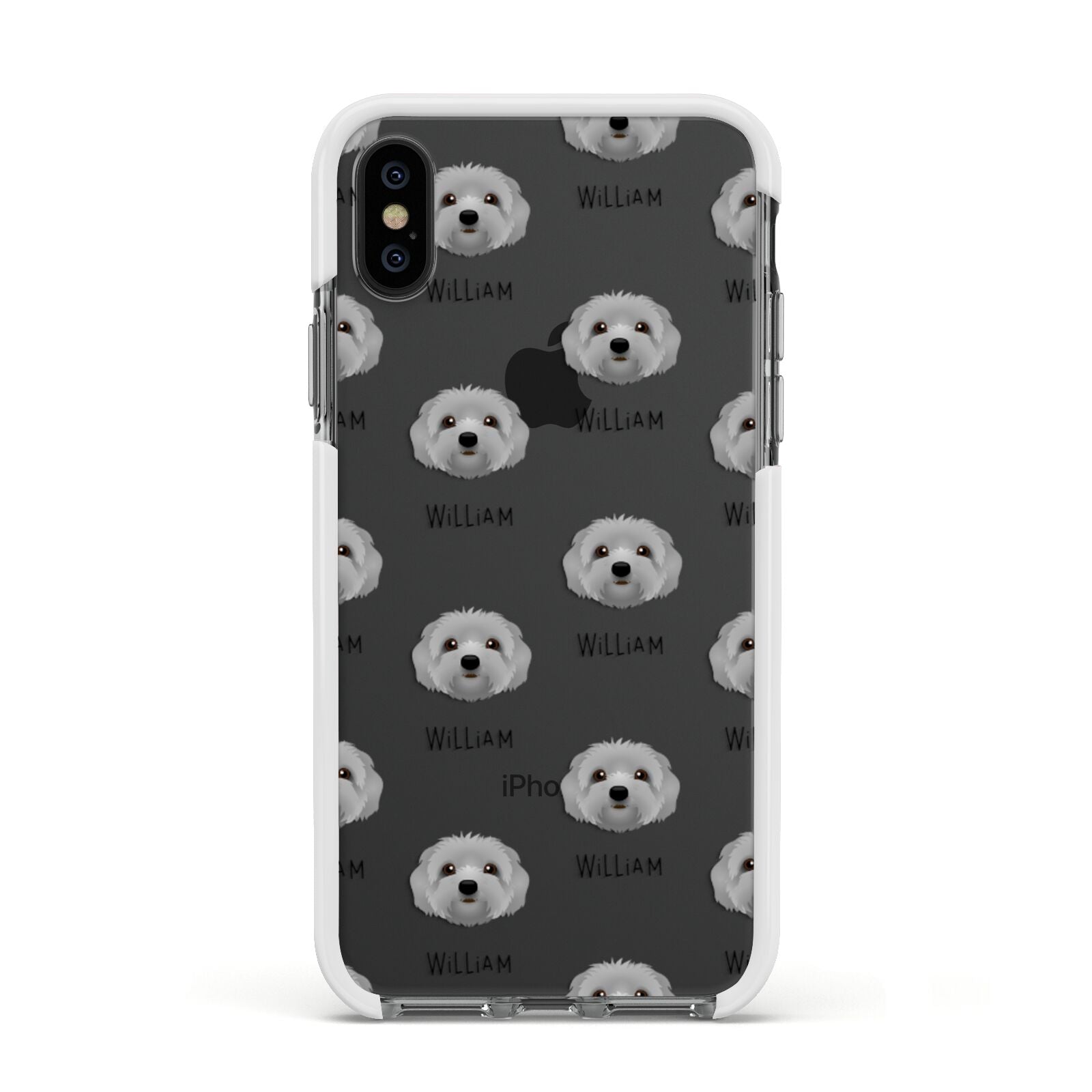 Terri Poo Icon with Name Apple iPhone Xs Impact Case White Edge on Black Phone