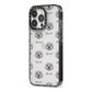 Terri Poo Icon with Name iPhone 13 Pro Black Impact Case Side Angle on Silver phone