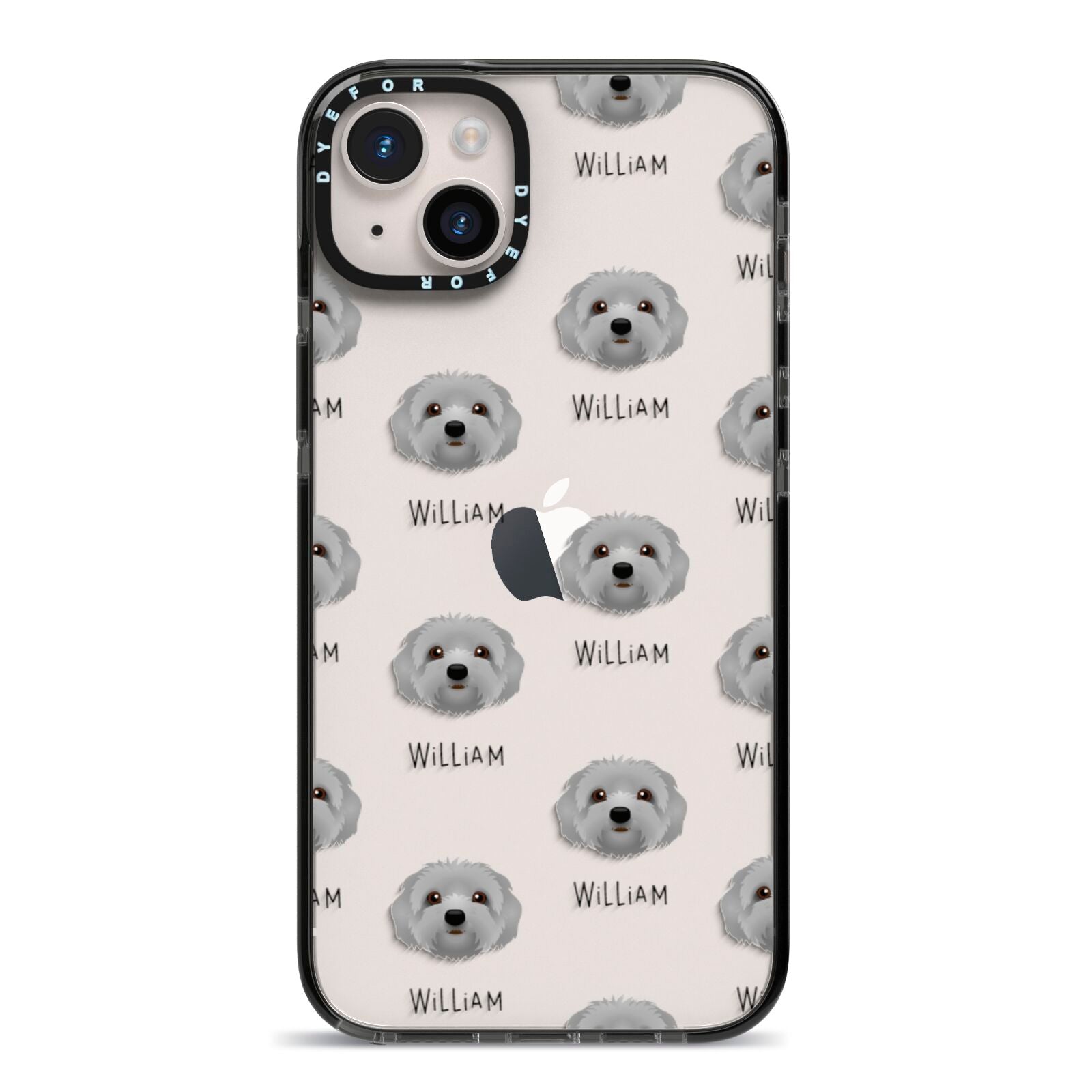 Terri Poo Icon with Name iPhone 14 Plus Black Impact Case on Silver phone