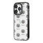 Terri Poo Icon with Name iPhone 14 Pro Black Impact Case Side Angle on Silver phone