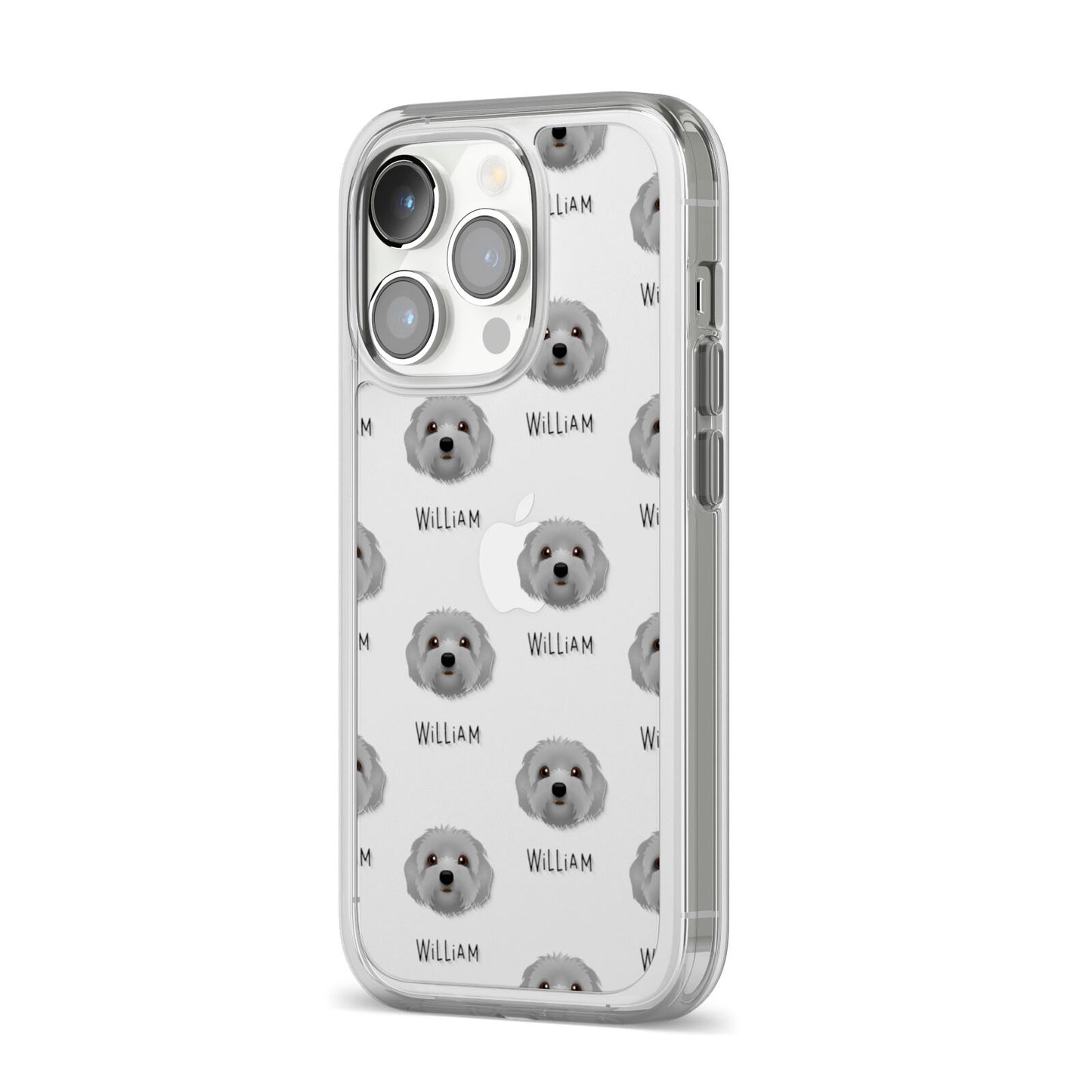 Terri Poo Icon with Name iPhone 14 Pro Clear Tough Case Silver Angled Image