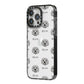 Terri Poo Icon with Name iPhone 14 Pro Max Black Impact Case Side Angle on Silver phone