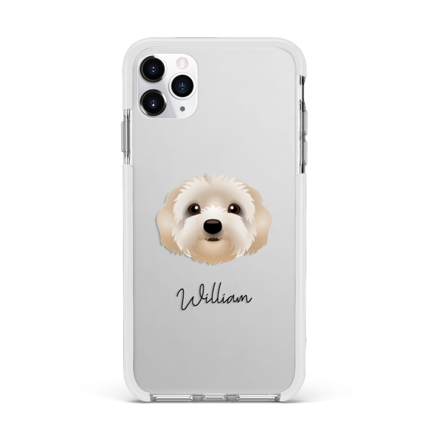 Terri Poo Personalised Apple iPhone 11 Pro Max in Silver with White Impact Case
