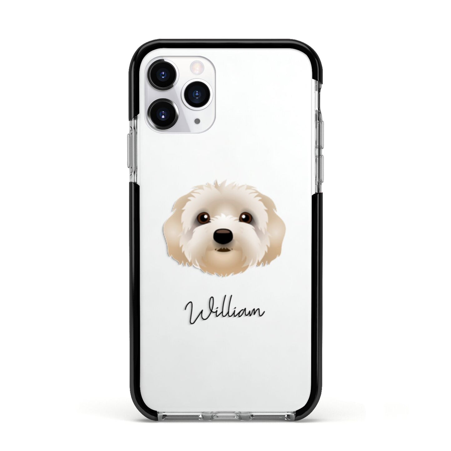 Terri Poo Personalised Apple iPhone 11 Pro in Silver with Black Impact Case