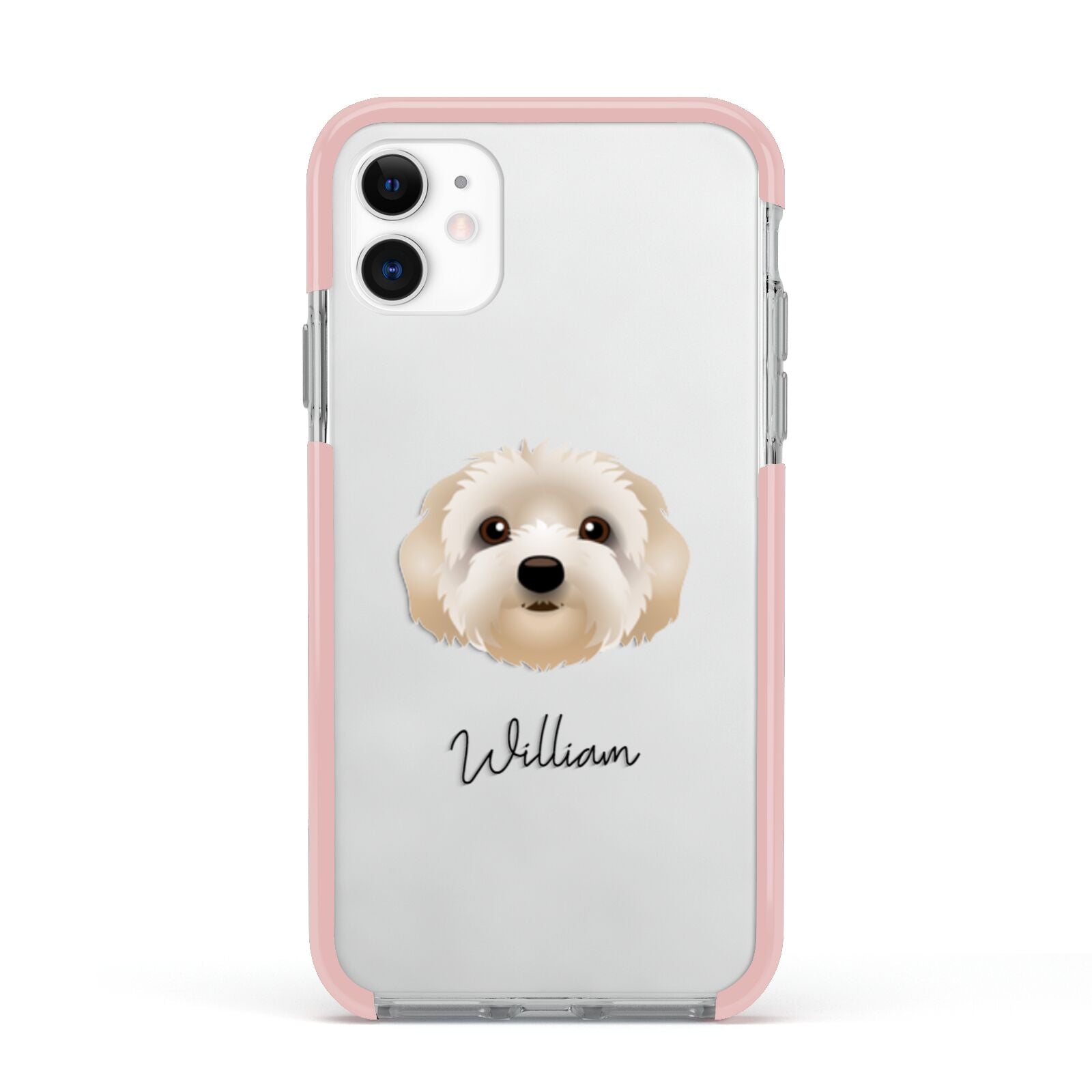 Terri Poo Personalised Apple iPhone 11 in White with Pink Impact Case
