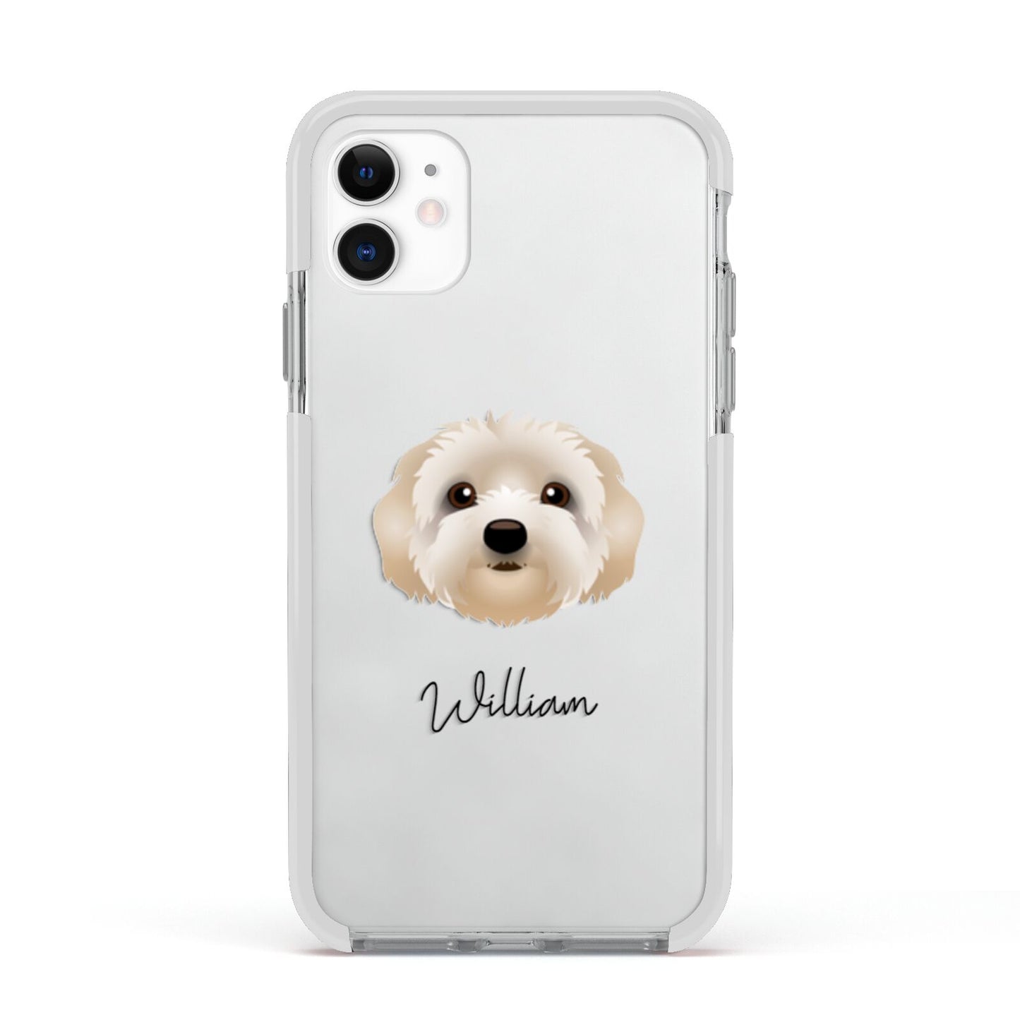 Terri Poo Personalised Apple iPhone 11 in White with White Impact Case