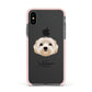 Terri Poo Personalised Apple iPhone Xs Impact Case Pink Edge on Black Phone