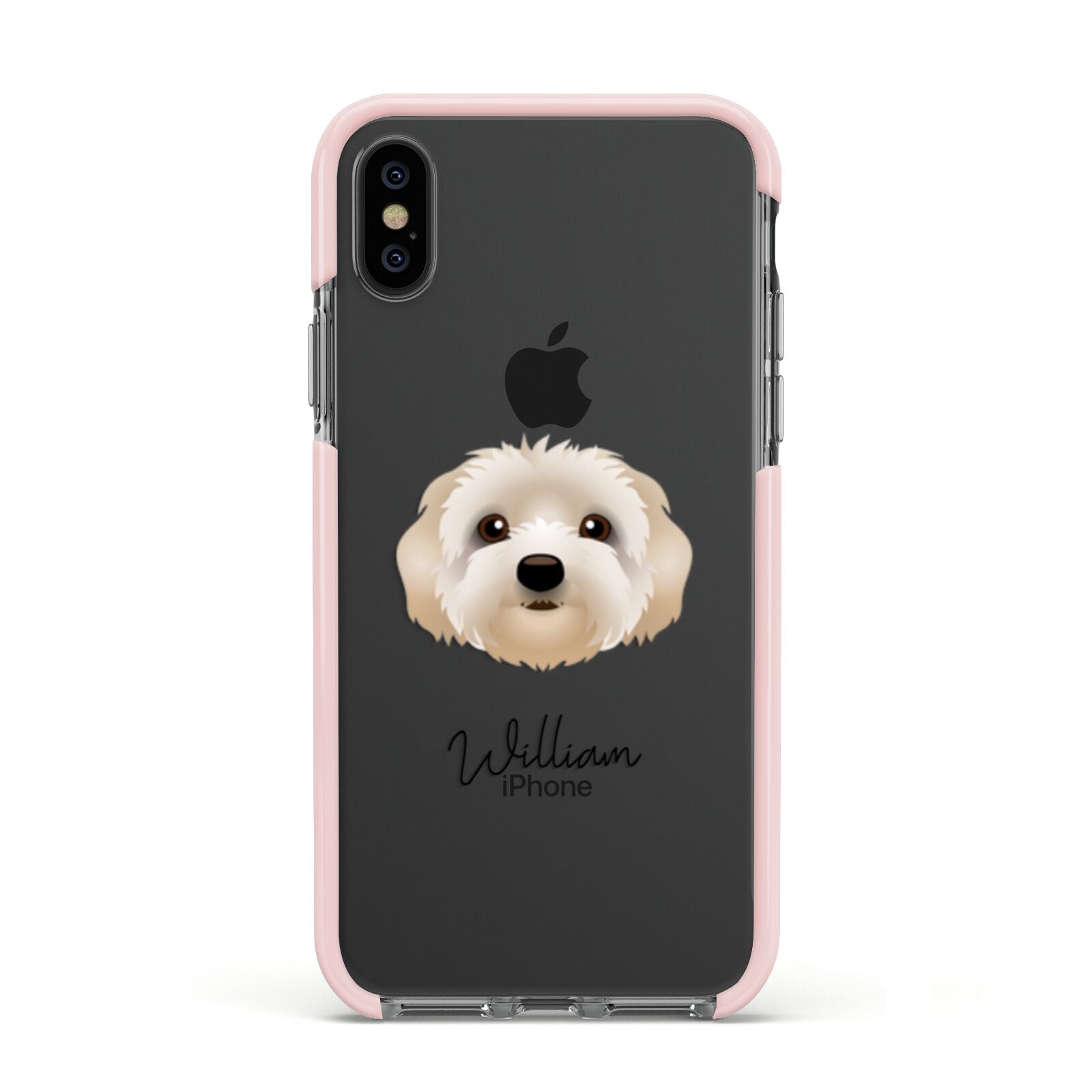 Terri Poo Personalised Apple iPhone Xs Impact Case Pink Edge on Black Phone