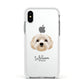 Terri Poo Personalised Apple iPhone Xs Impact Case White Edge on Silver Phone
